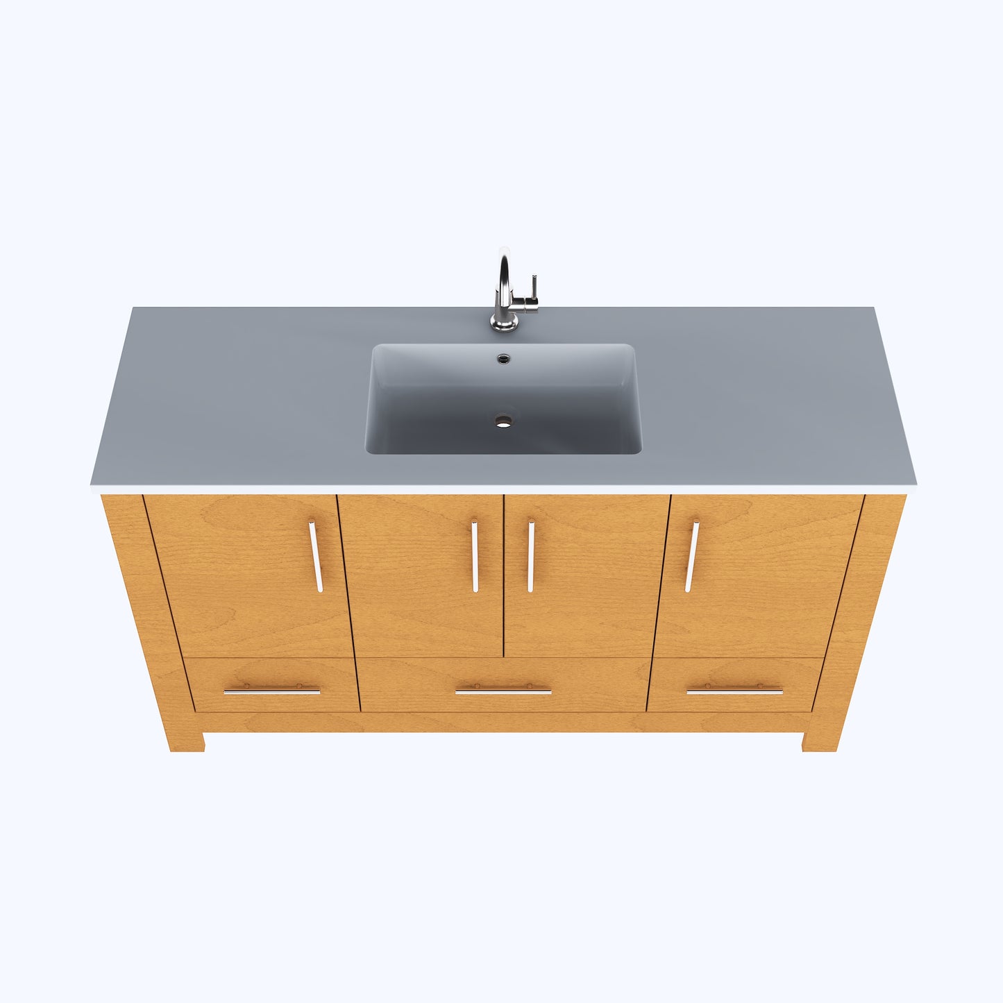 Boston 60" Single Sink Bathroom Vanity with Acrylic integrated counter top