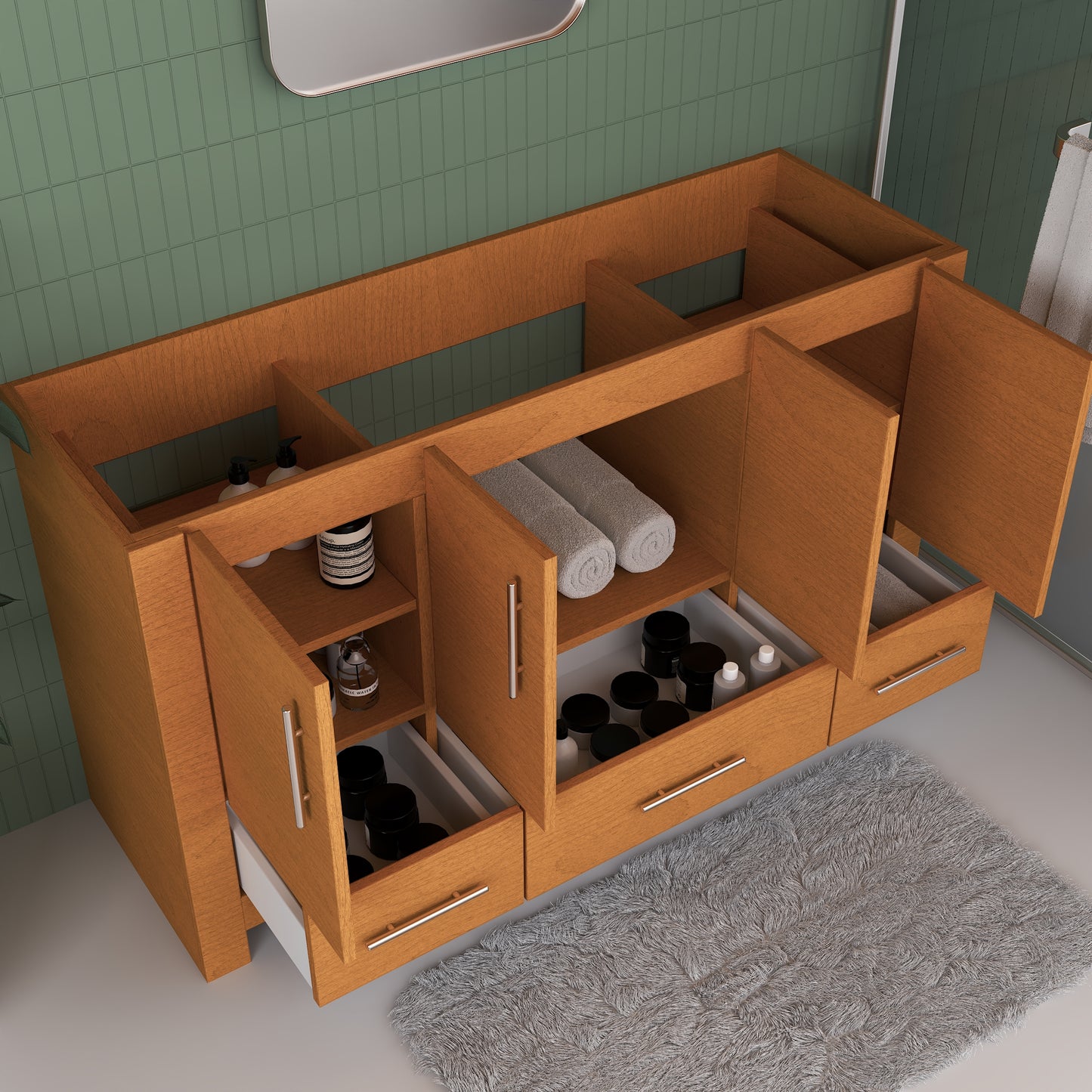 Boston 60" Single Sink Bathroom Vanity Cabinet Only