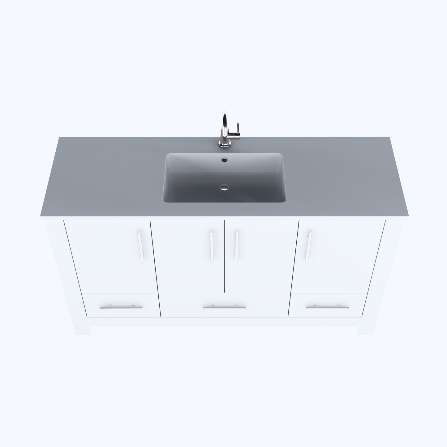 Boston 60" Single Sink Bathroom Vanity with Acrylic integrated counter top