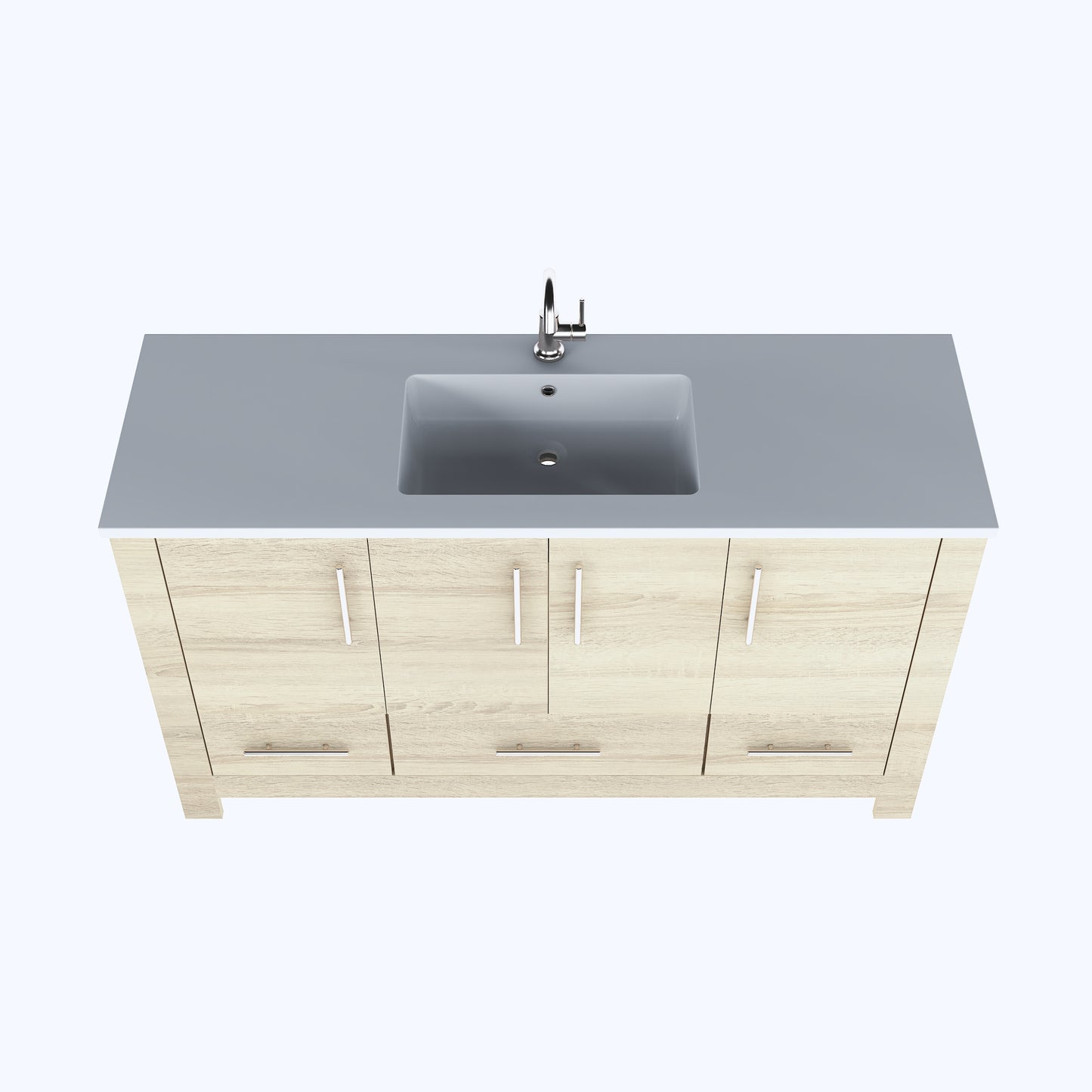 Boston 60" Single Sink Bathroom Vanity with Acrylic integrated counter top