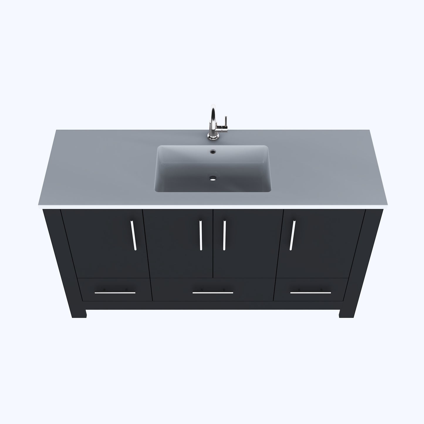 Boston 60" Single Sink Bathroom Vanity with Acrylic integrated counter top