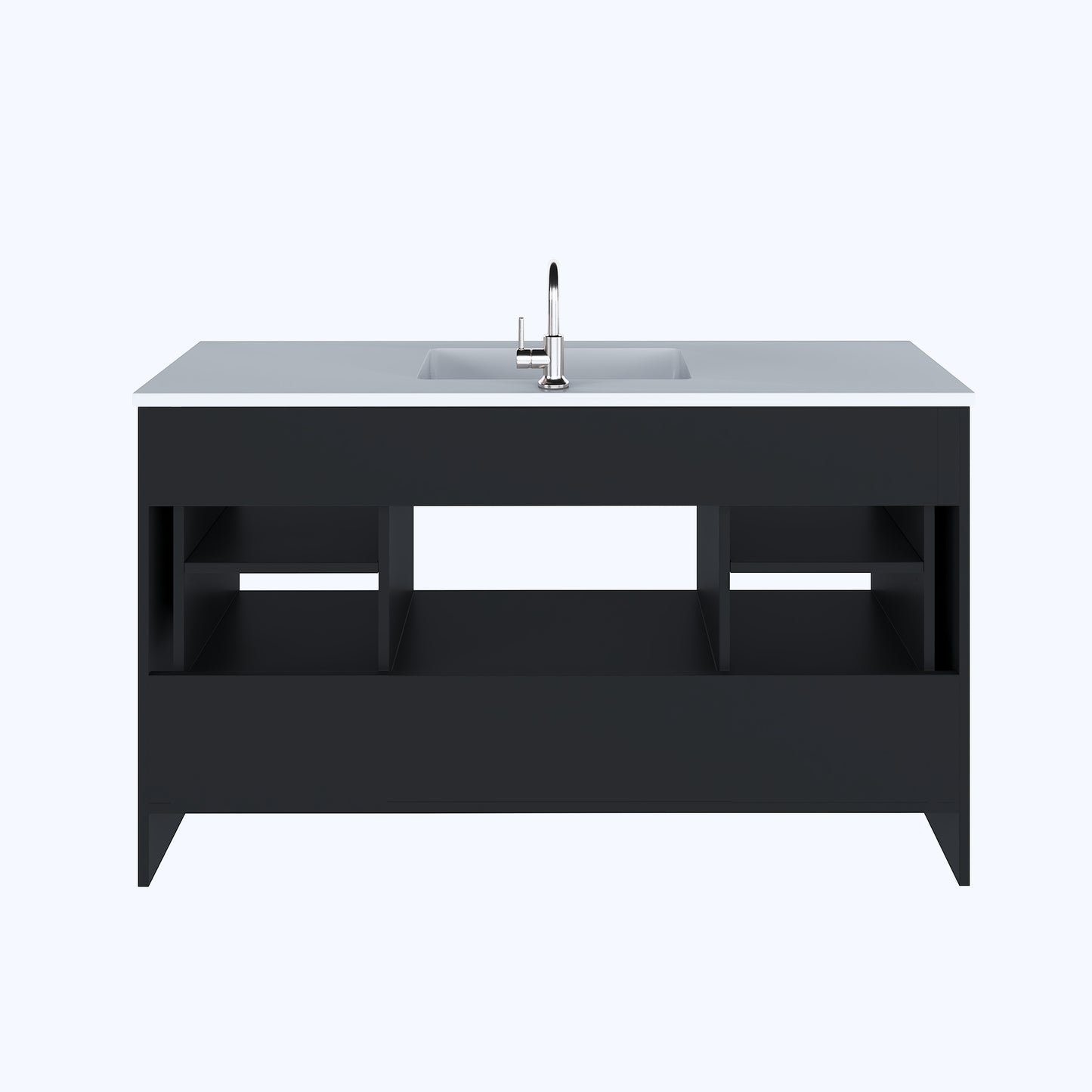 Boston 60" Single Sink Bathroom Vanity with Acrylic integrated counter top