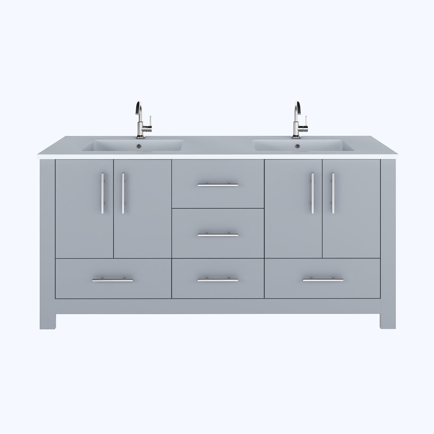 Boston 72" Double Sink Bathroom Vanity with Acrylic integrated counter top