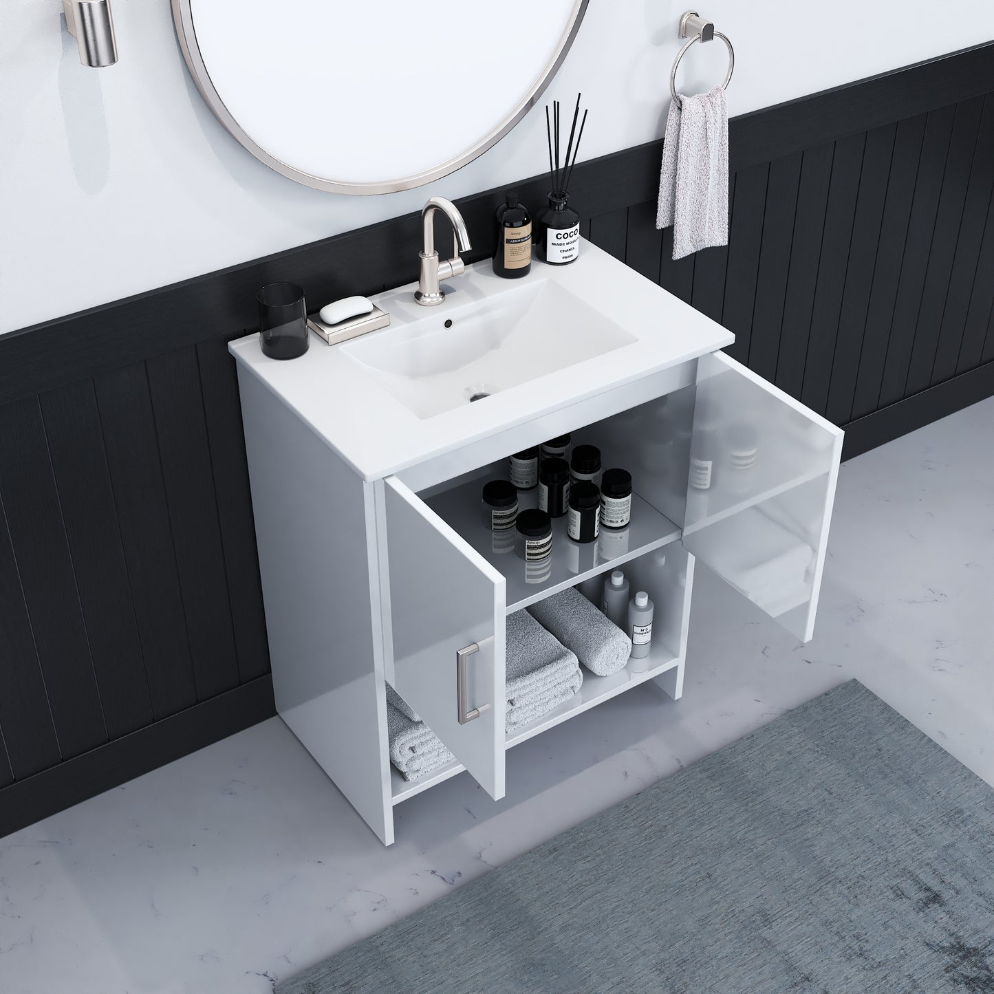 Cabo 30" Bathroom Vanity with Ceramic counter top