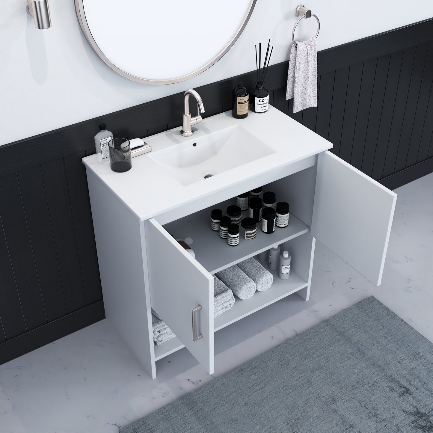 Cabo 36" Bathroom Vanity with Ceramic counter top