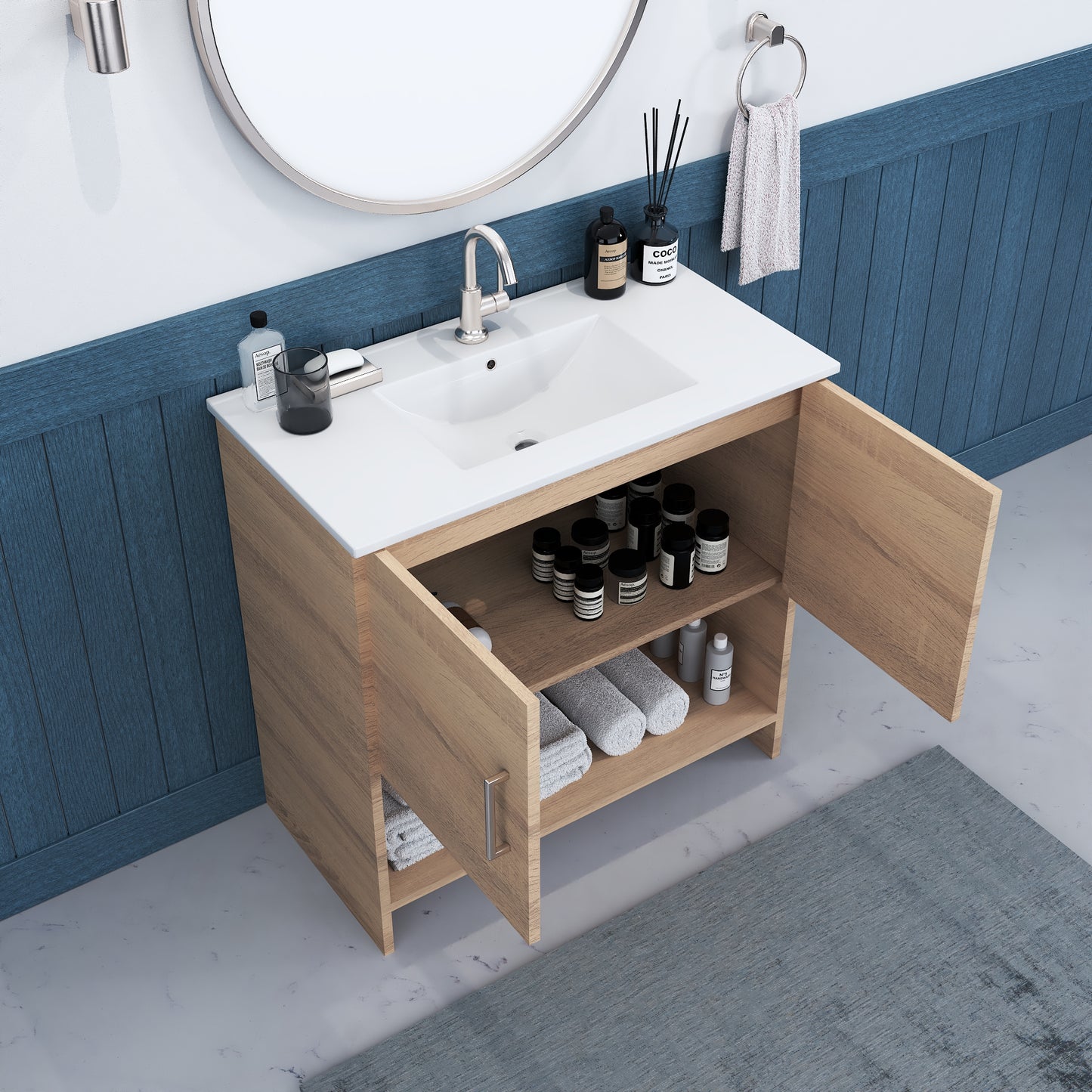Cabo 36" Bathroom Vanity with Ceramic counter top