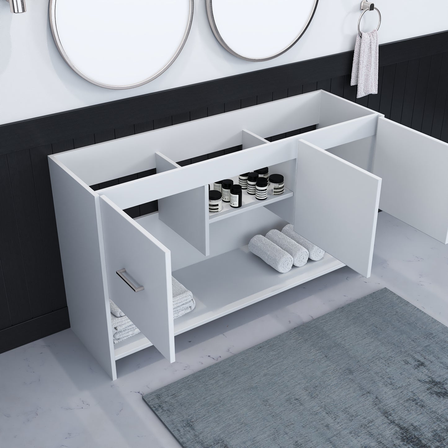 Cabo 60" Double Sink Bathroom Vanity Cabinet Only