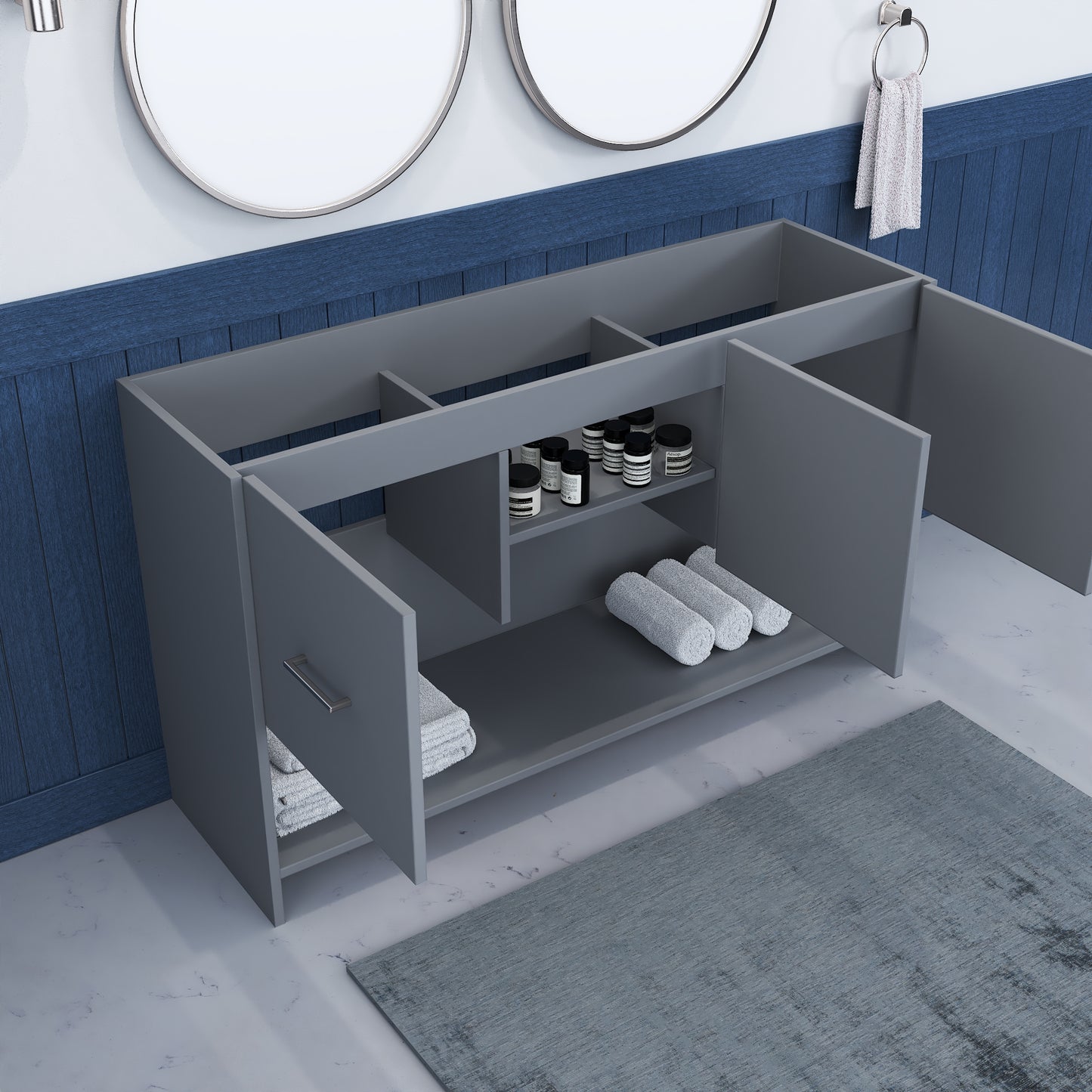 Cabo 60" Double Sink Bathroom Vanity Cabinet Only