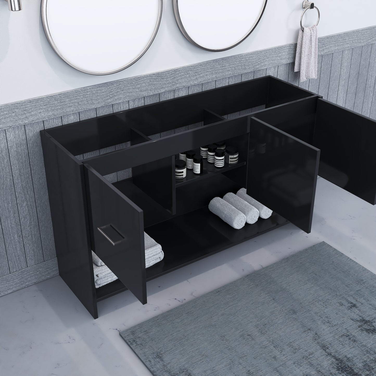 Cabo 60" Double Sink Bathroom Vanity Cabinet Only
