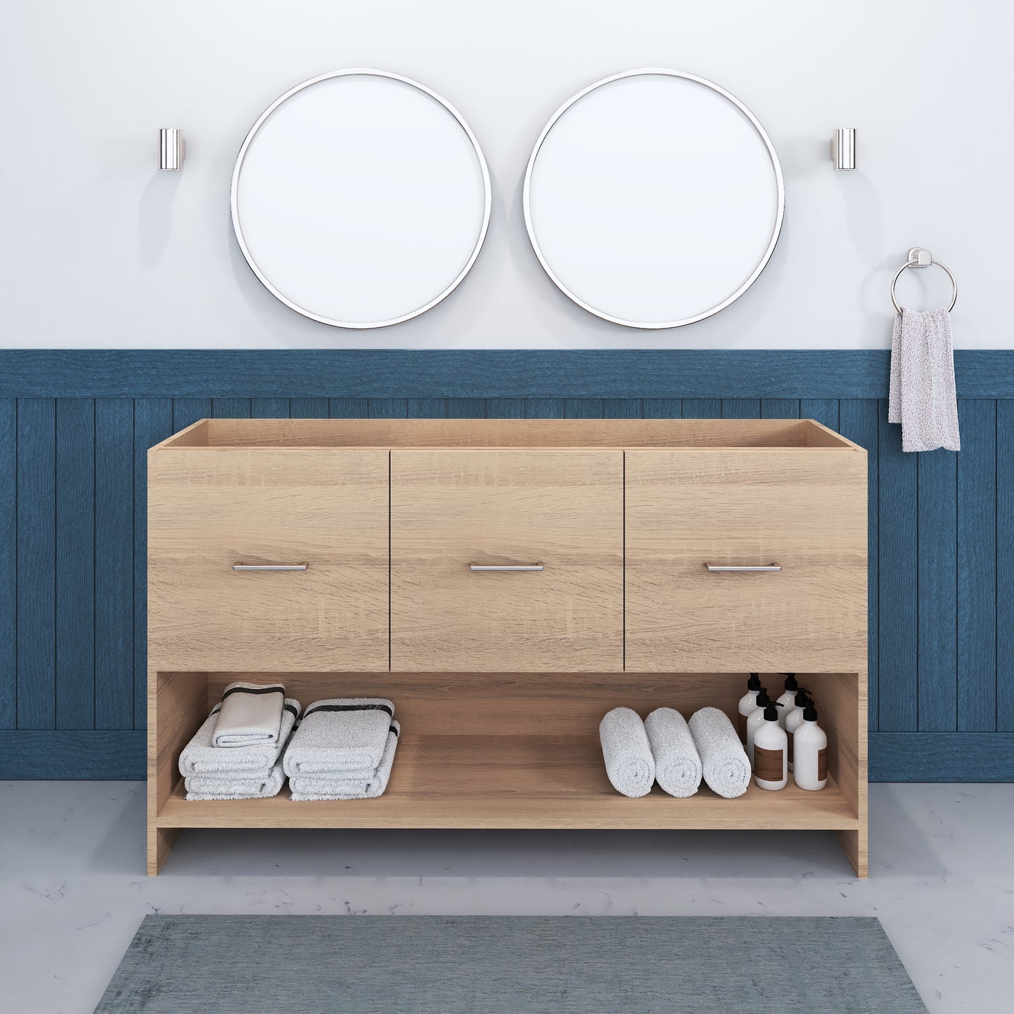 Cabo 60" Double Sink Bathroom Vanity Cabinet Only