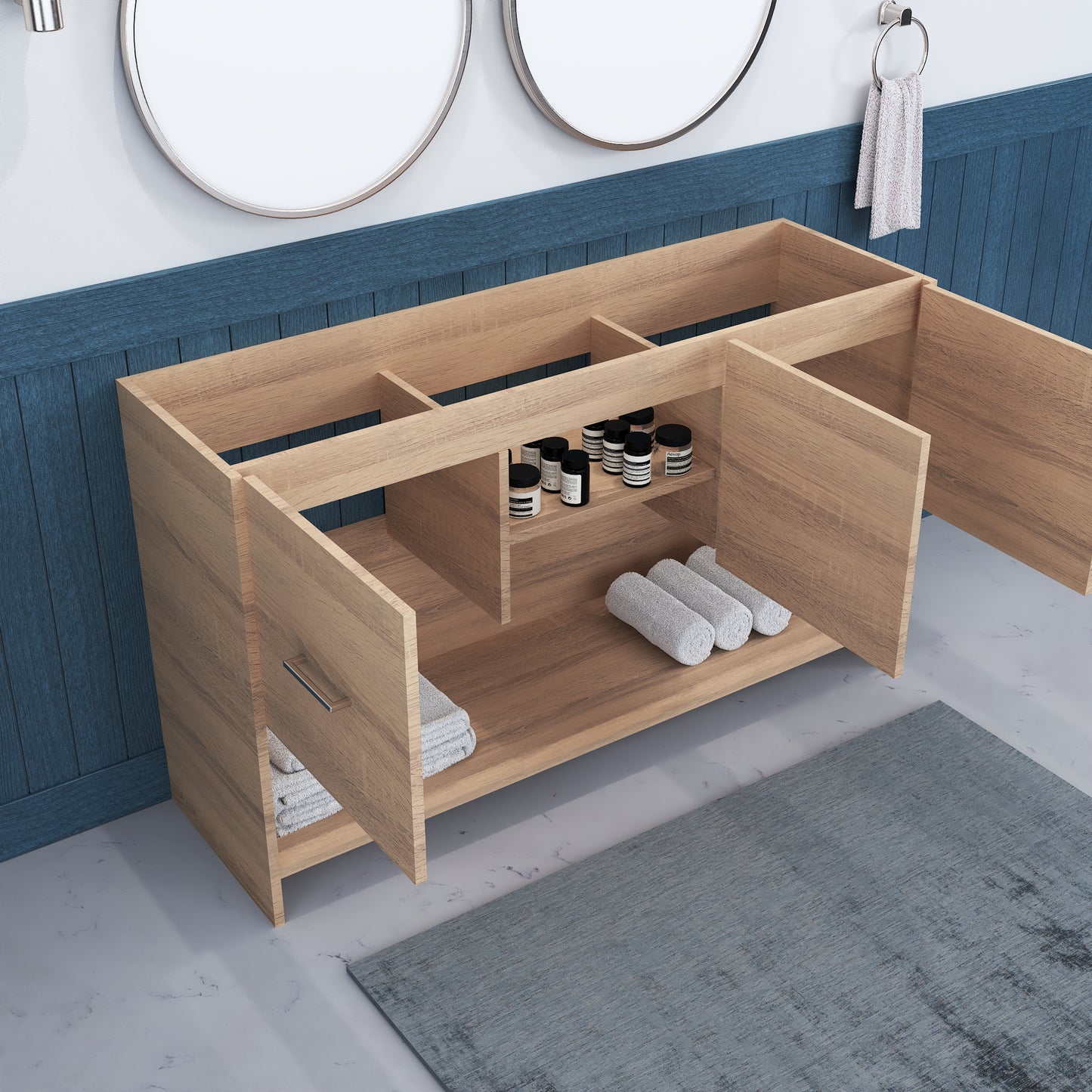 Cabo 60" Double Sink Bathroom Vanity Cabinet Only