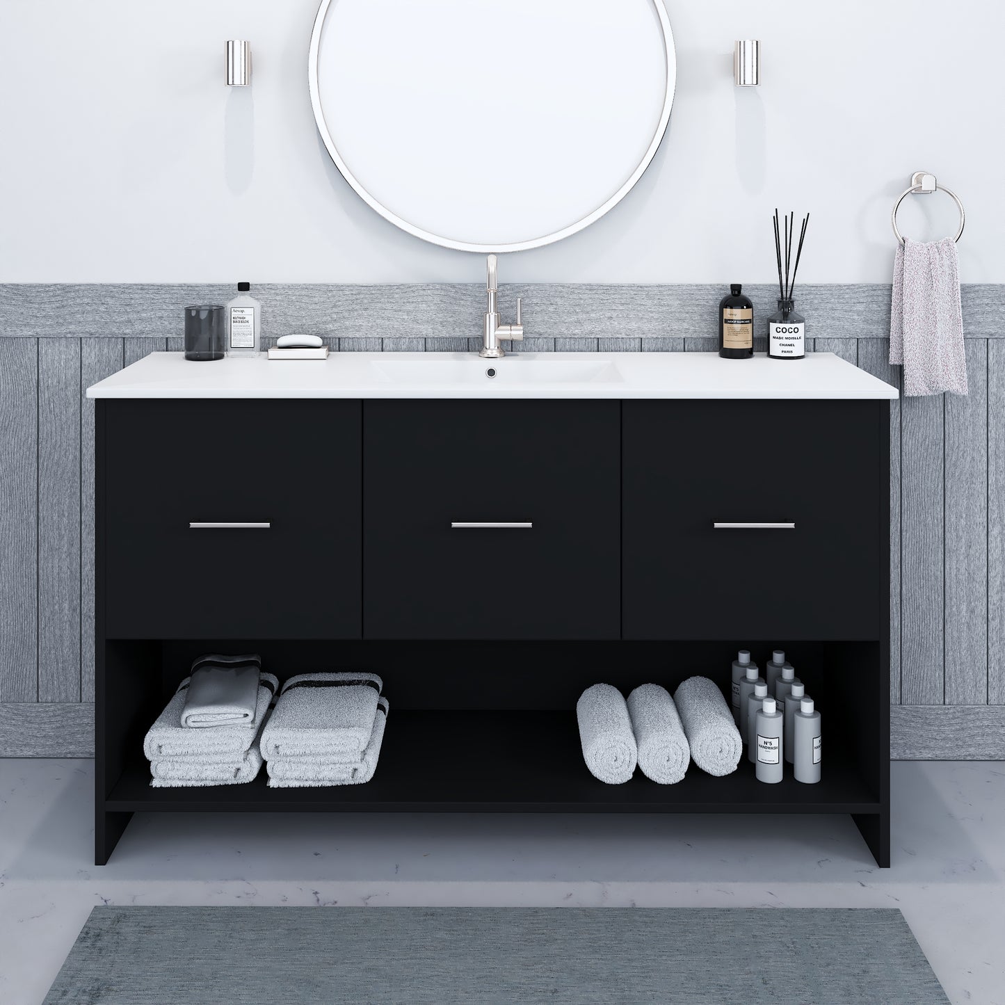 Cabo 60" Single Sink Bathroom Vanity with Ceramic counter top