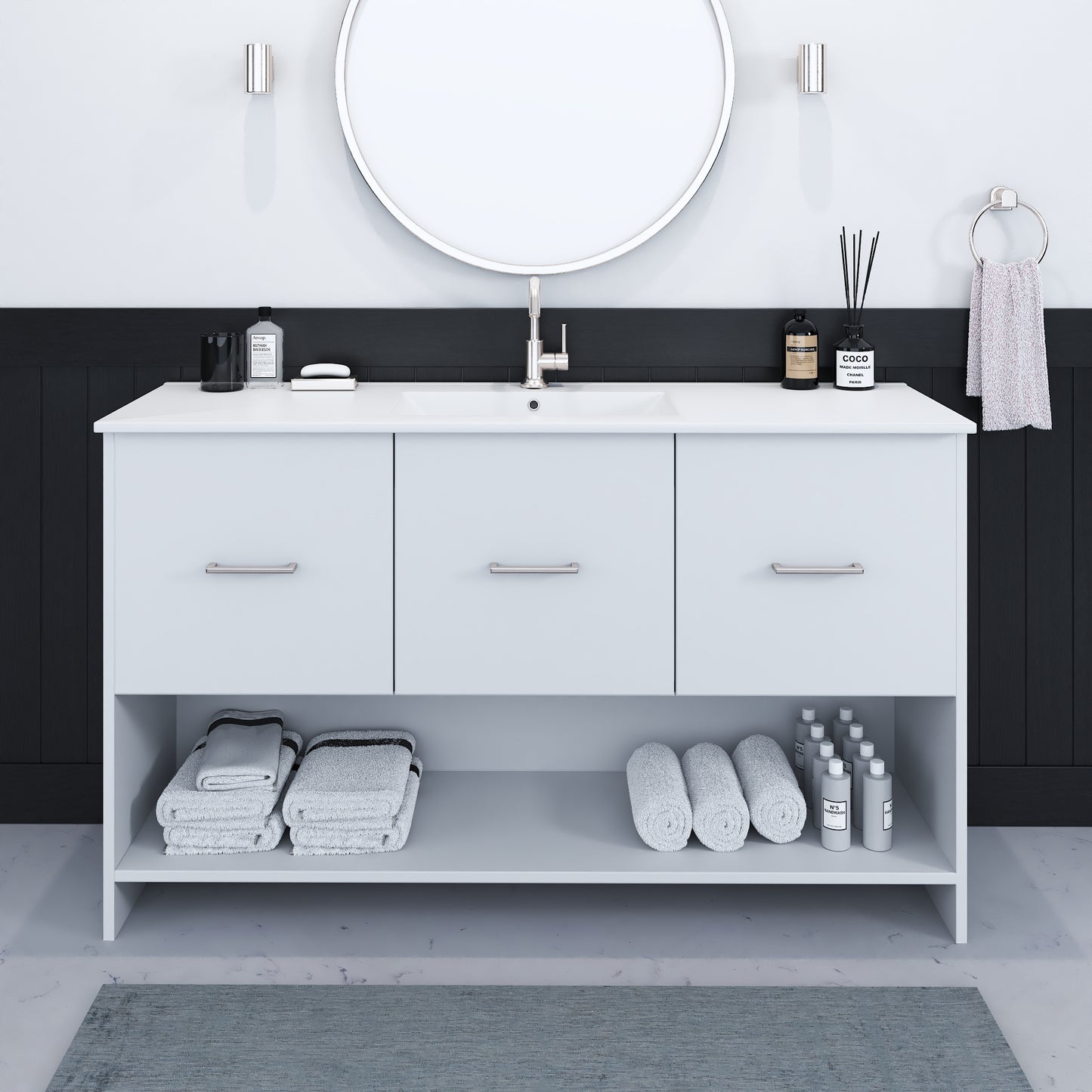 Cabo 60" Single Sink Bathroom Vanity with Ceramic counter top