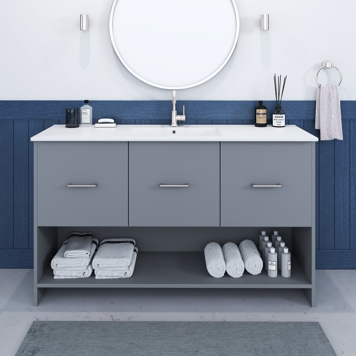Cabo 60" Single Sink Bathroom Vanity with Ceramic counter top