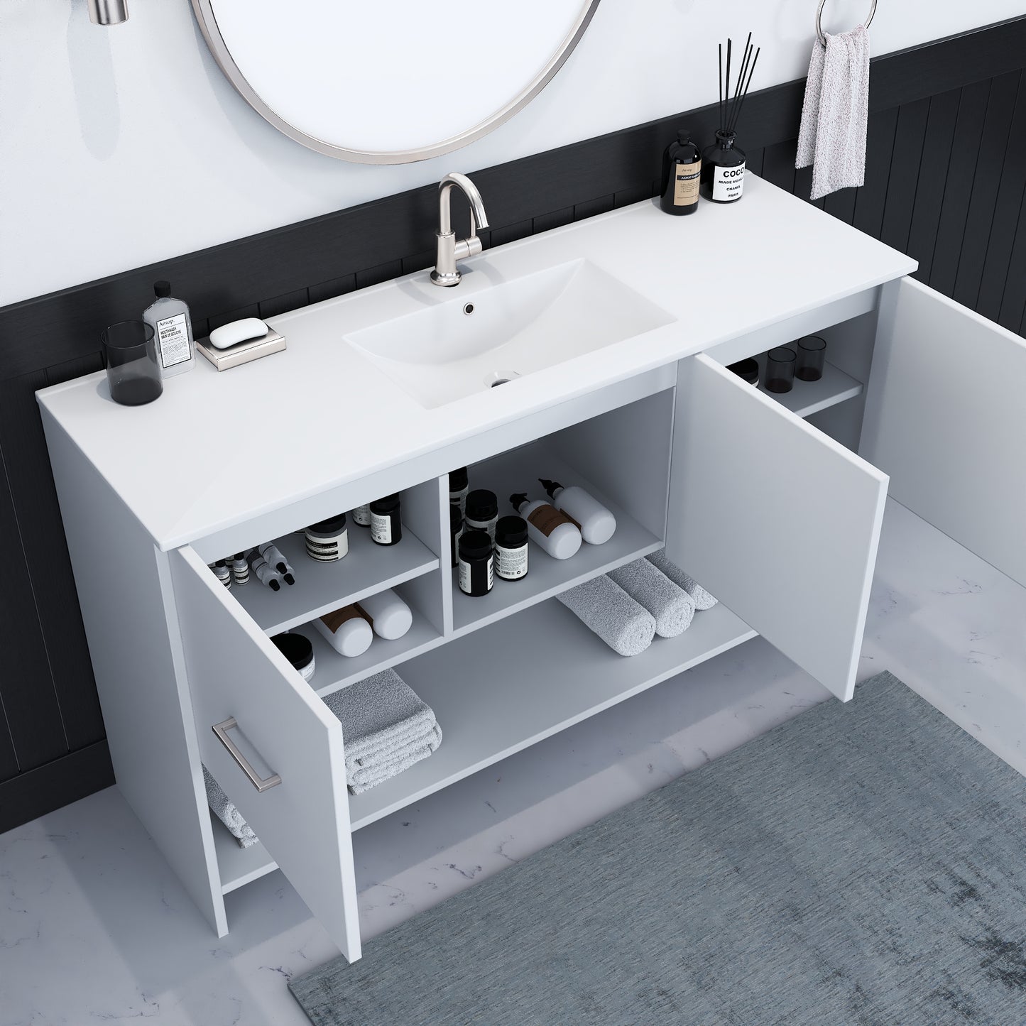 Cabo 60" Single Sink Bathroom Vanity with Ceramic counter top