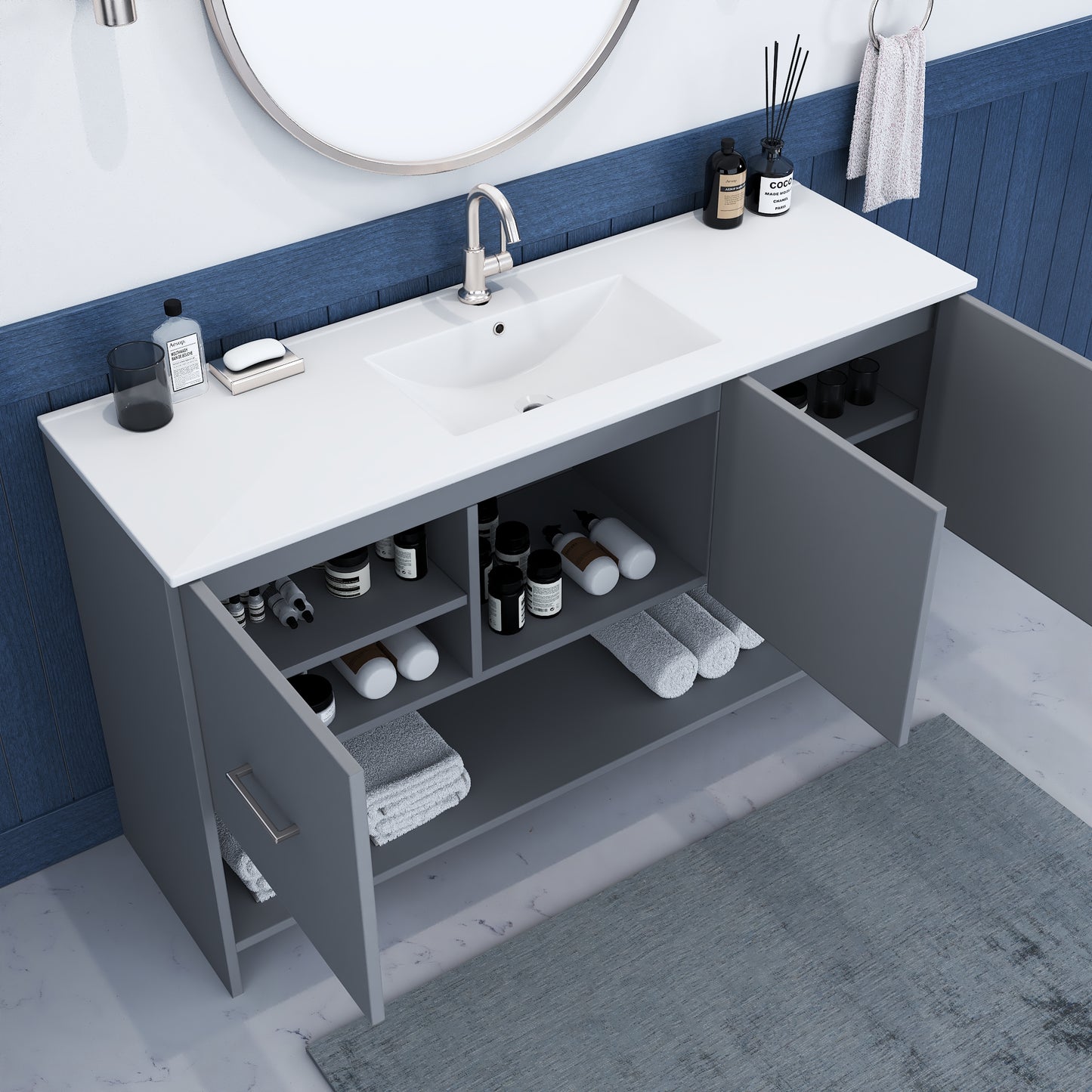 Cabo 60" Single Sink Bathroom Vanity with Ceramic counter top