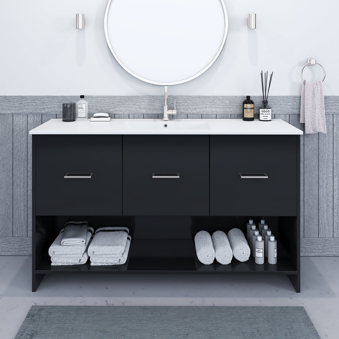 Cabo 60" Single Sink Bathroom Vanity with Ceramic counter top