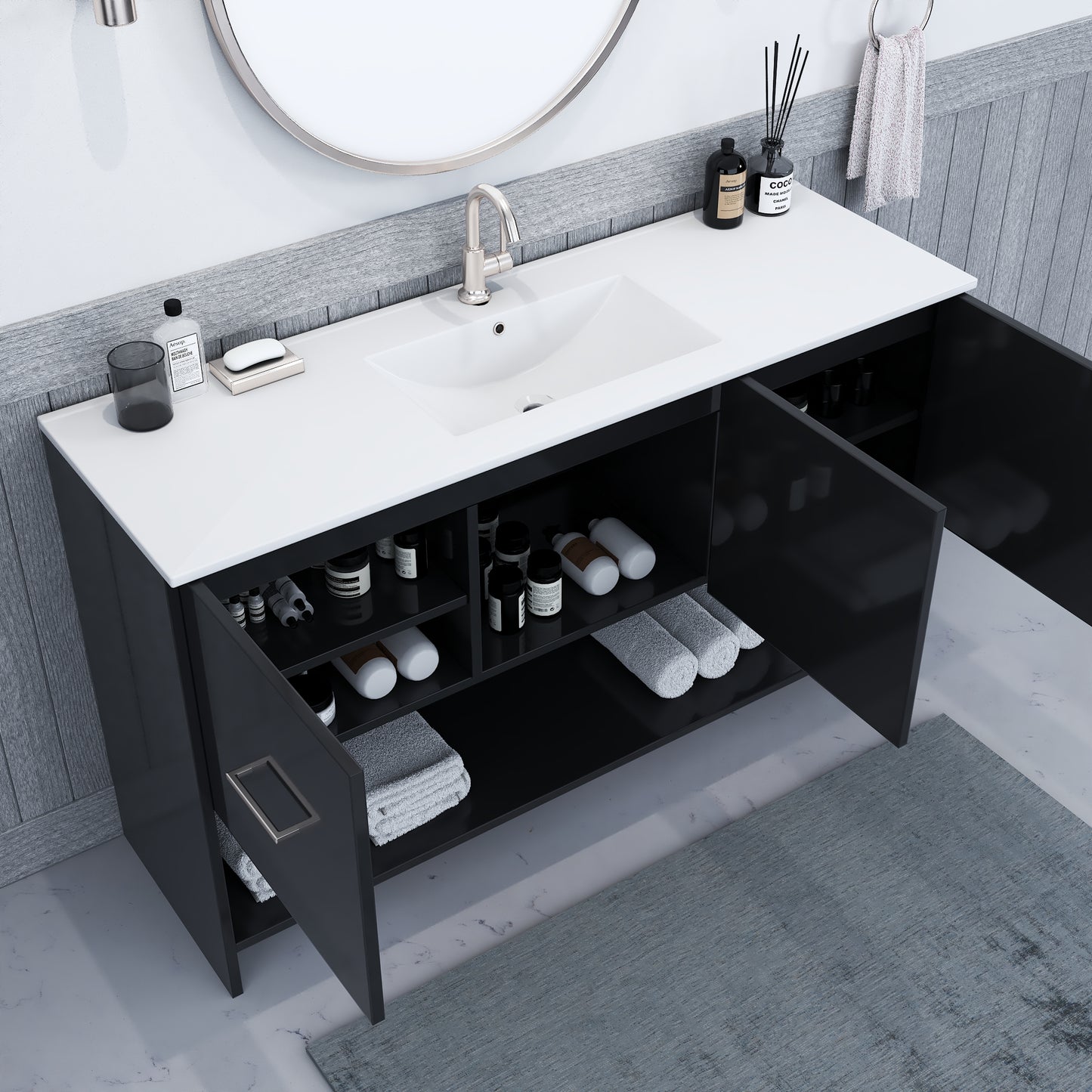 Cabo 60" Single Sink Bathroom Vanity with Ceramic counter top