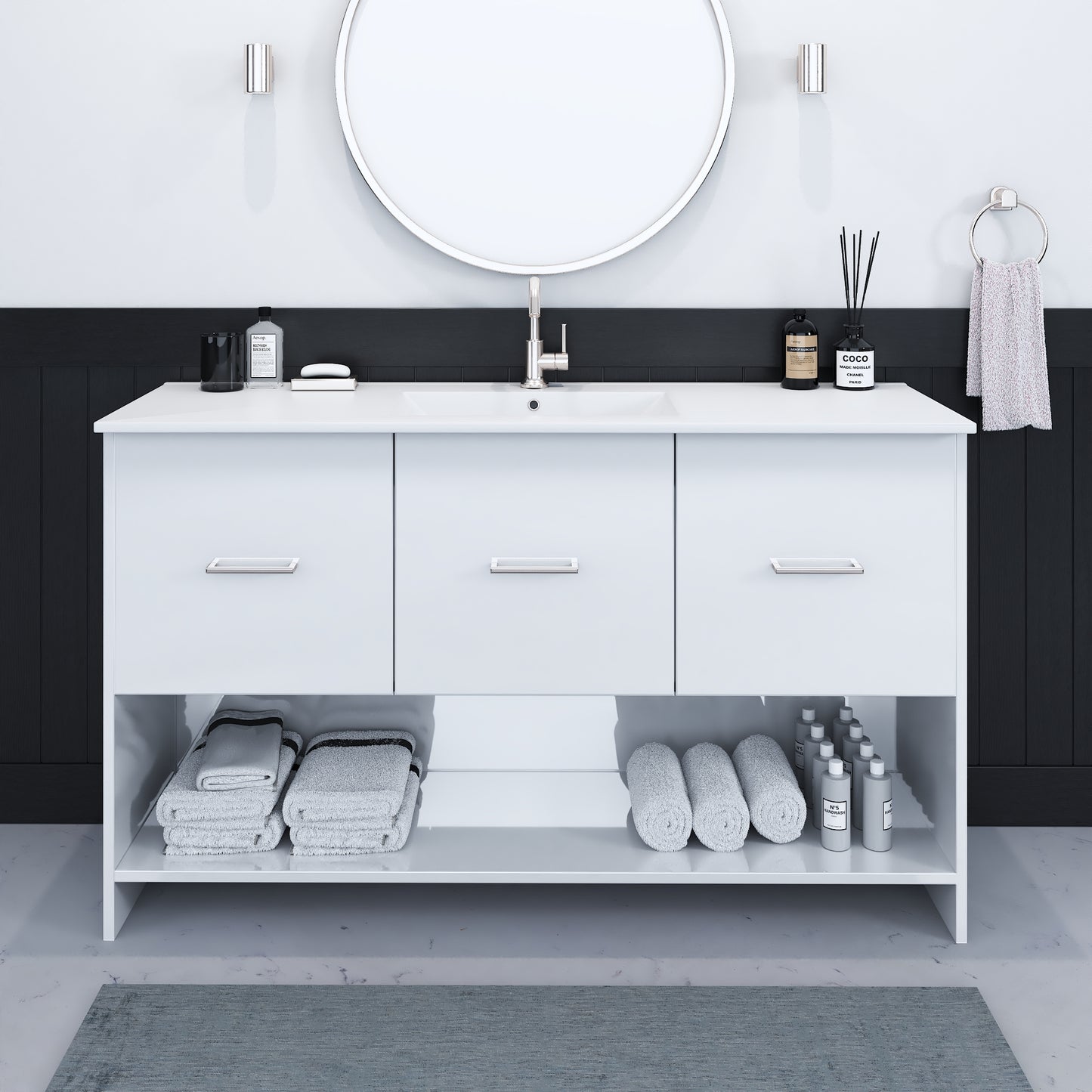 Cabo 60" Single Sink Bathroom Vanity with Ceramic counter top