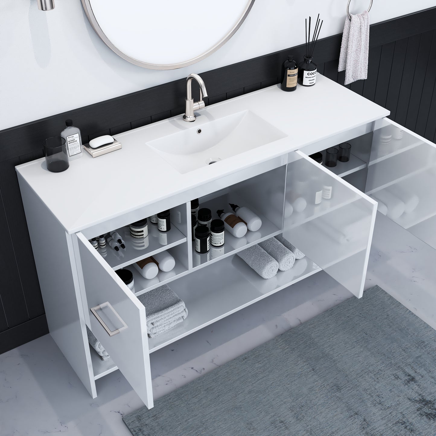Cabo 60" Single Sink Bathroom Vanity with Ceramic counter top