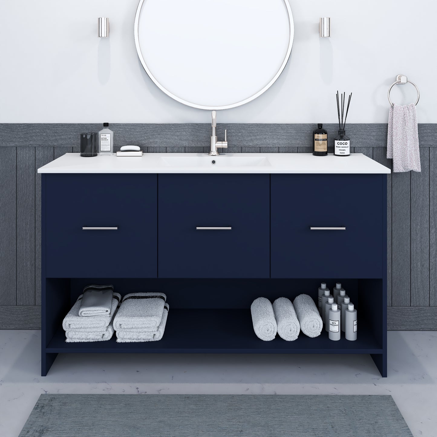 Cabo 60" Single Sink Bathroom Vanity with Ceramic counter top