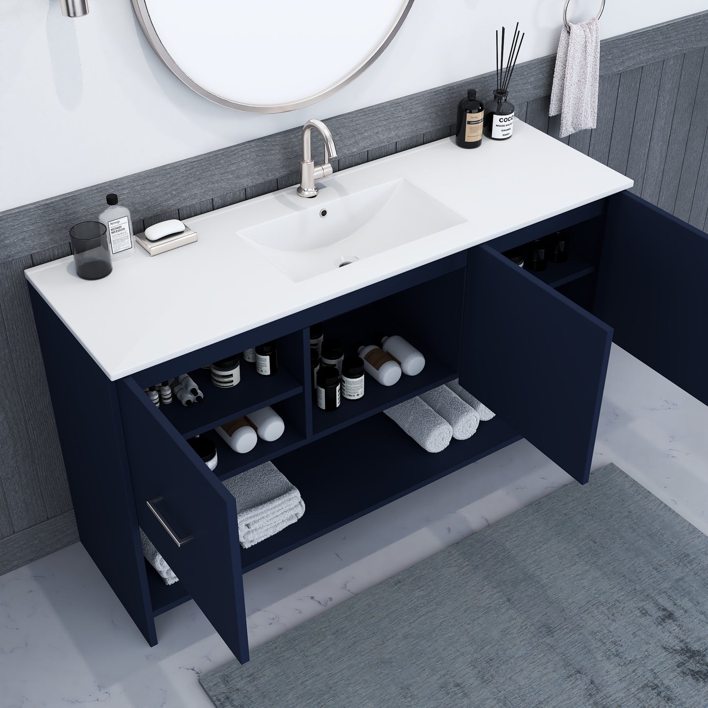 Cabo 60" Single Sink Bathroom Vanity with Ceramic counter top