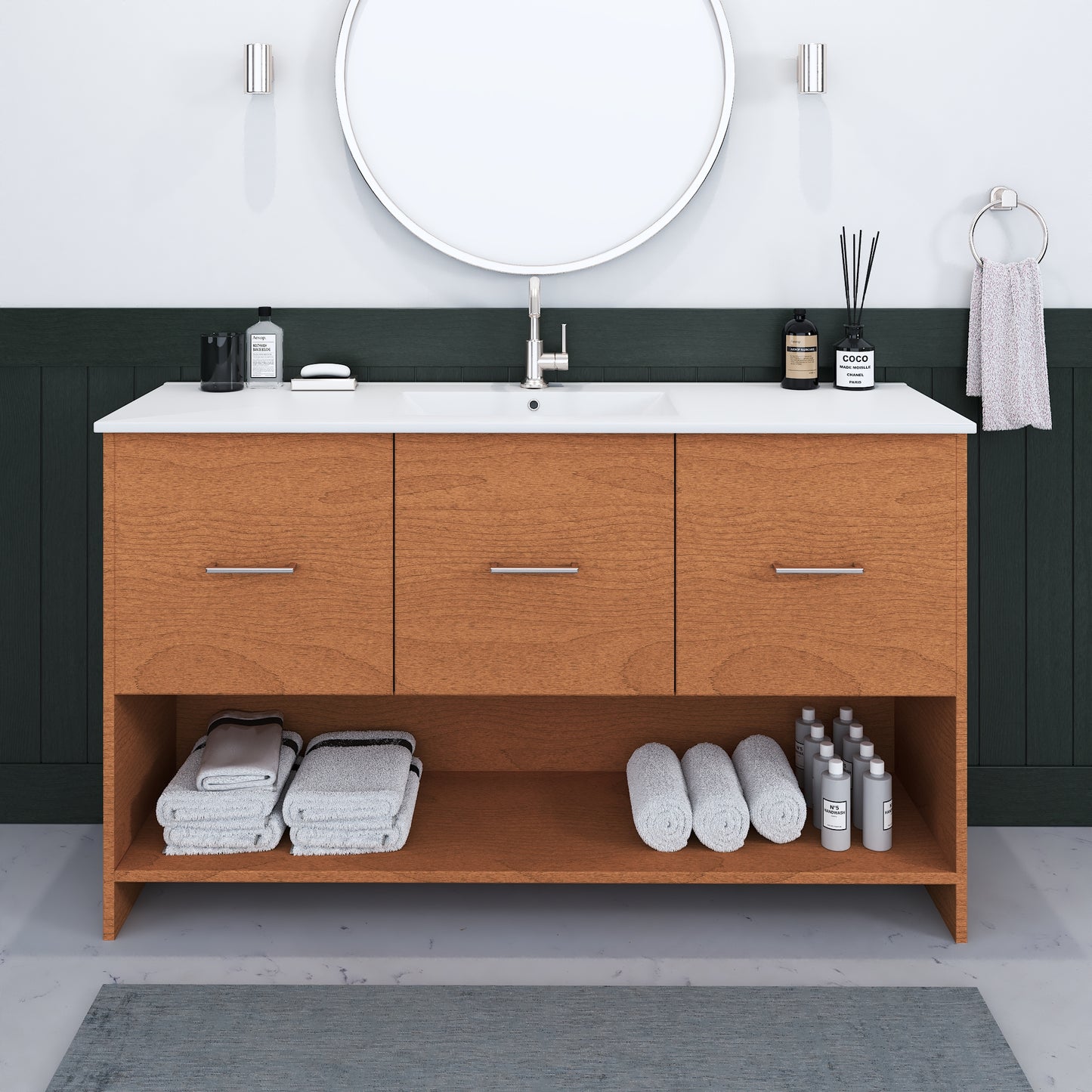 Cabo 60" Single Sink Bathroom Vanity with Ceramic counter top