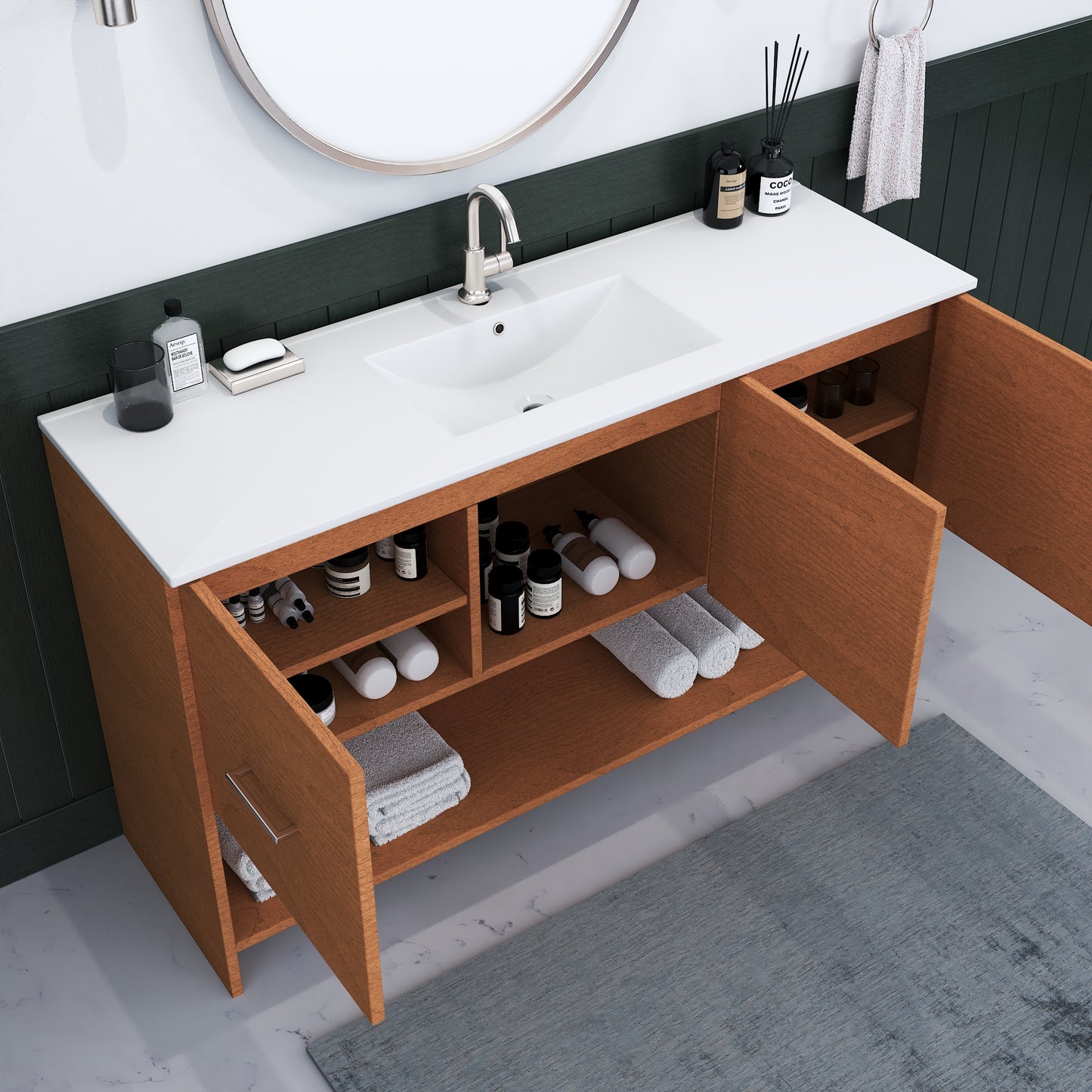 Cabo 60" Single Sink Bathroom Vanity with Ceramic counter top