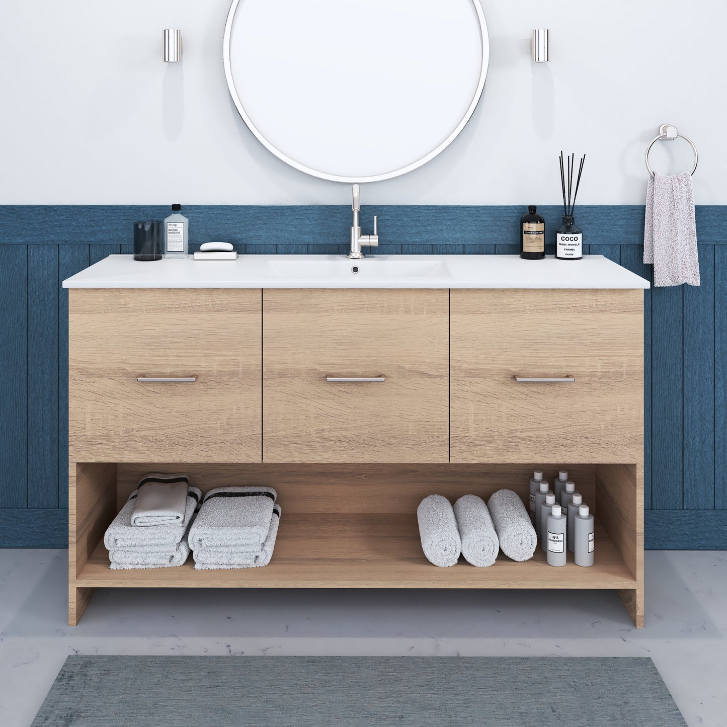 Cabo 60" Single Sink Bathroom Vanity with Ceramic counter top
