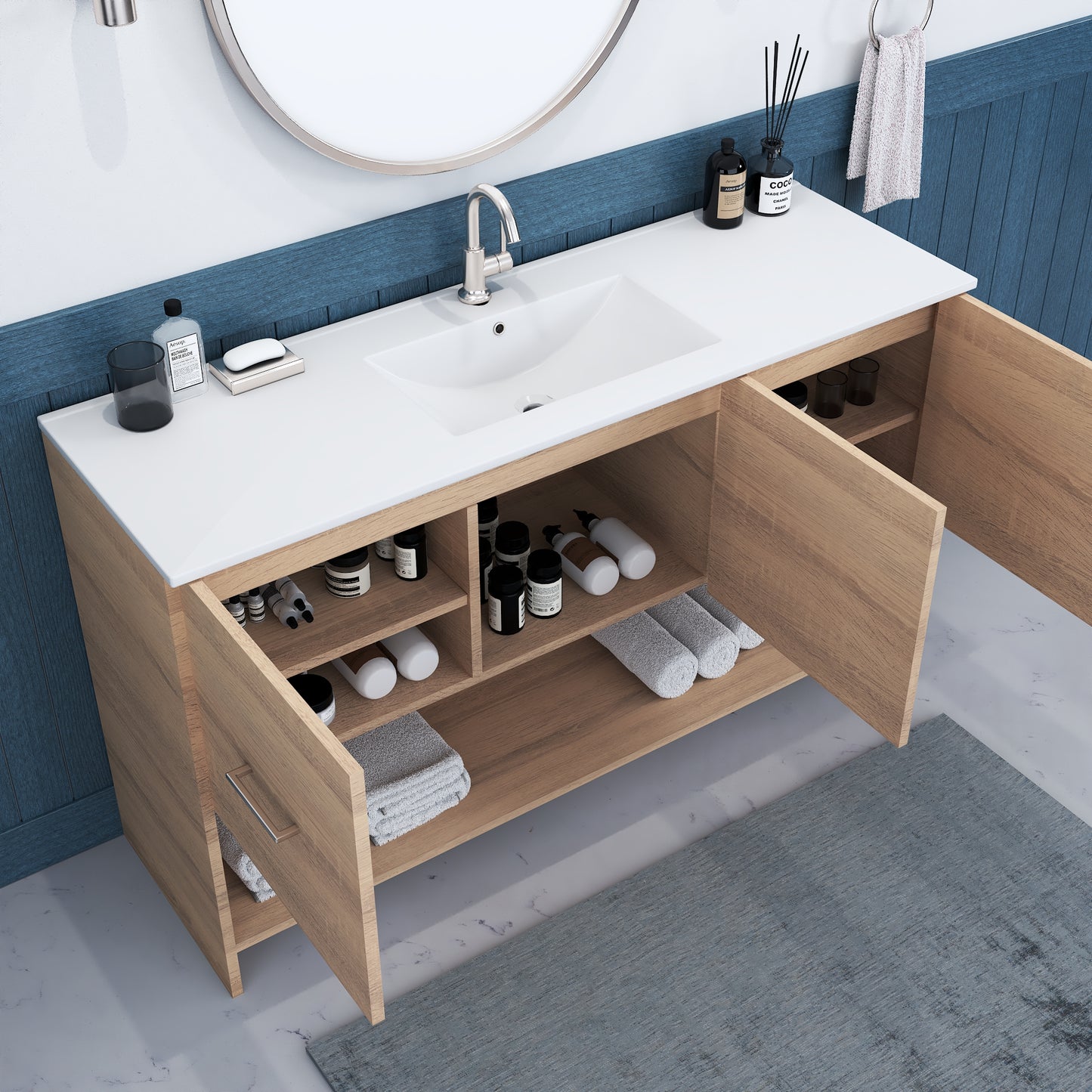 Cabo 60" Single Sink Bathroom Vanity with Ceramic counter top