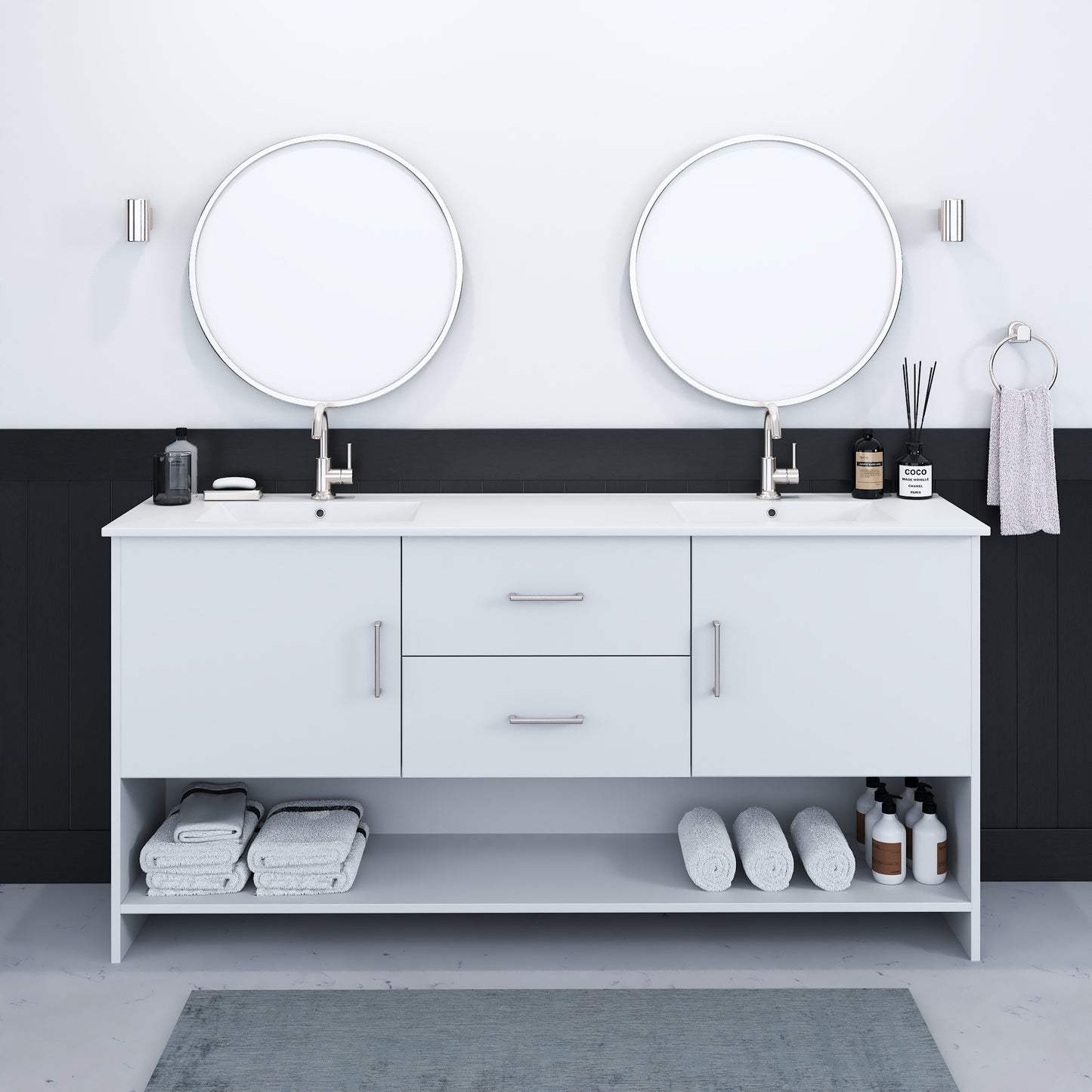 Cabo 72" Double Sink Bathroom Vanity with Ceramic counter top
