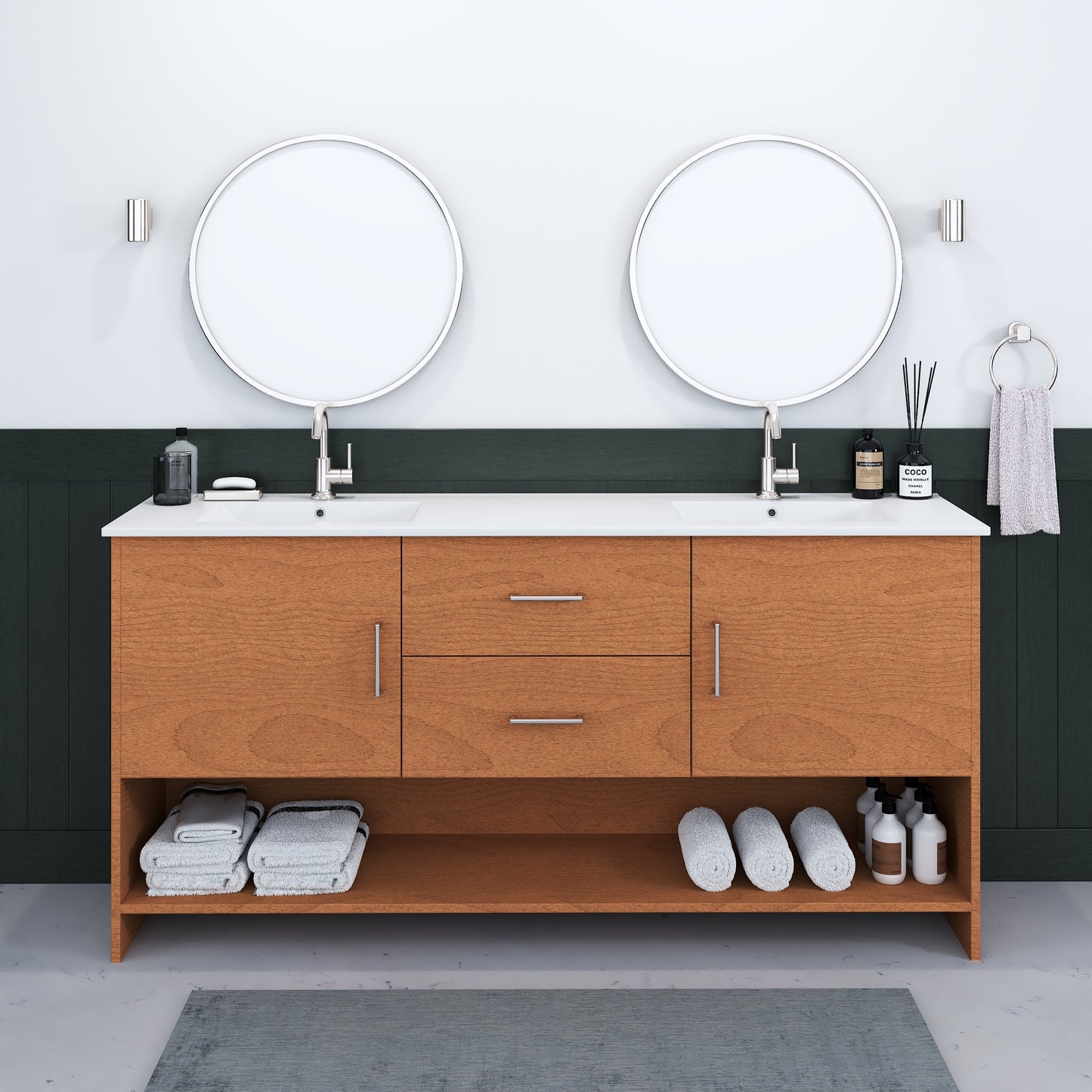 Cabo 72" Double Sink Bathroom Vanity with Ceramic counter top