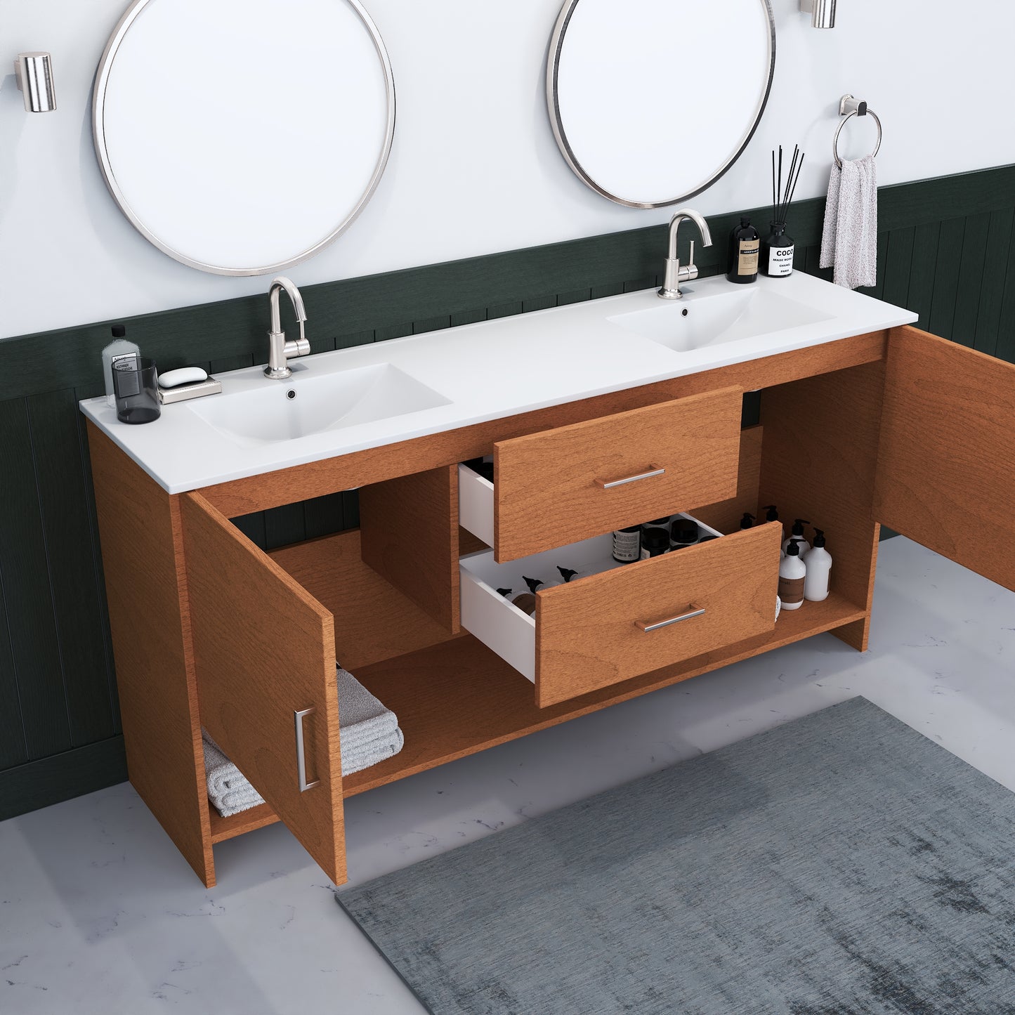 Cabo 72" Double Sink Bathroom Vanity with Ceramic counter top