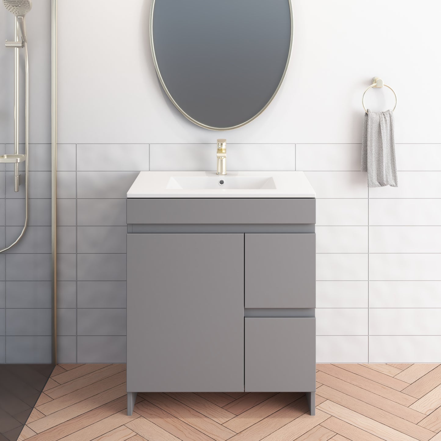 Cinnamon 30" Bathroom Vanity with integrated counter top Right Side Drawers