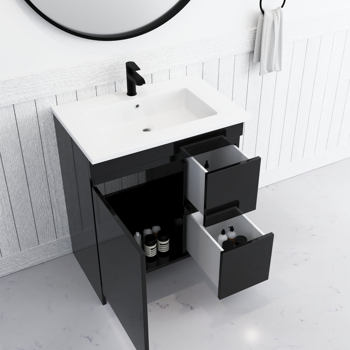 Cinnamon 30" Bathroom Vanity with integrated counter top Right Side Drawers