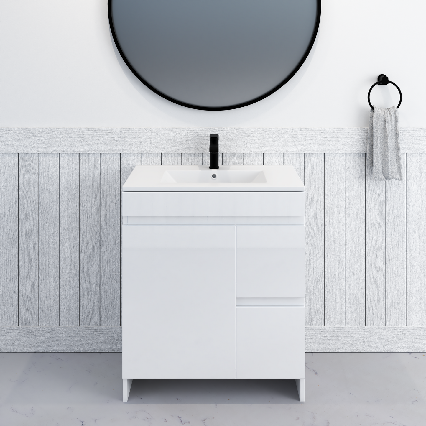 Cinnamon 30" Bathroom Vanity with integrated counter top Right Side Drawers