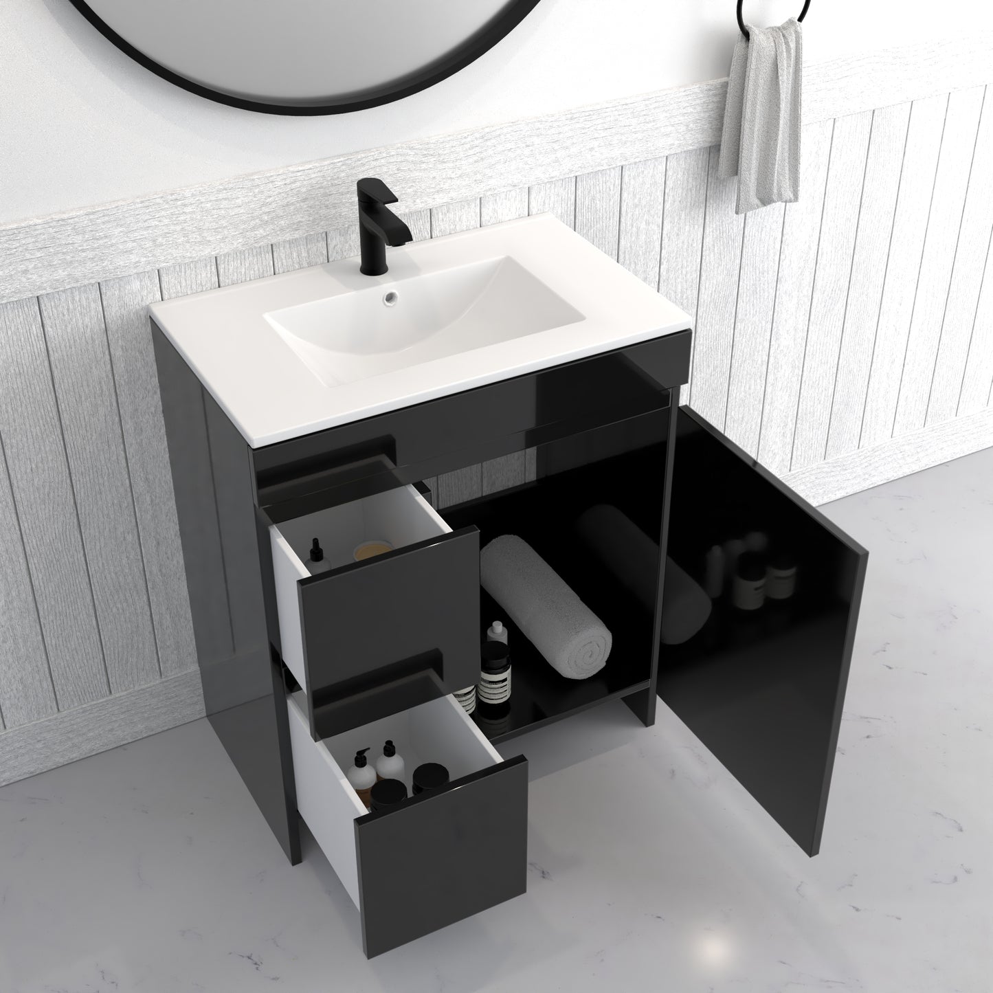 Cinnamon 30" Bathroom Vanity with integrated counter top Right Side Drawers