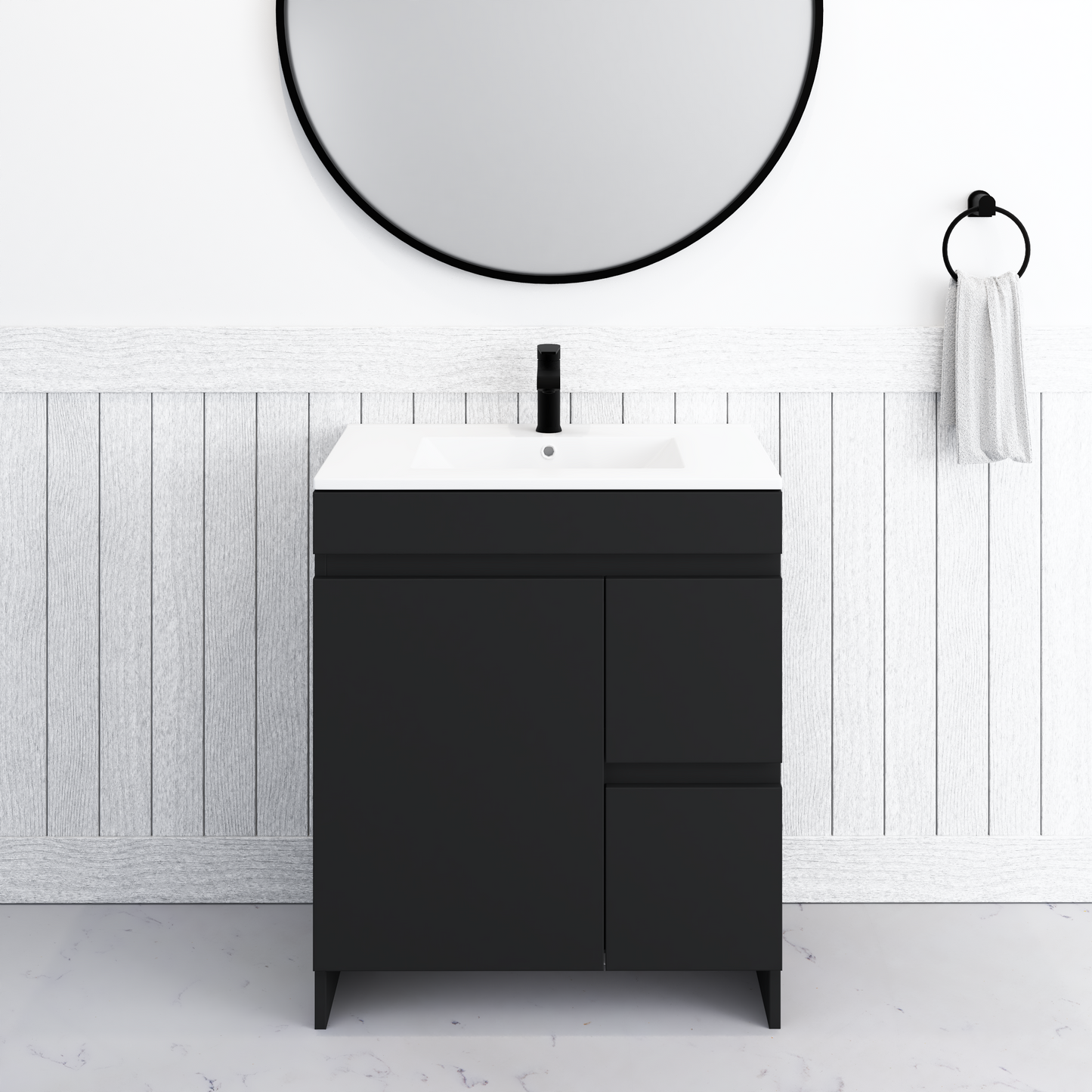 Cinnamon 30" Bathroom Vanity with integrated counter top Right Side Drawers