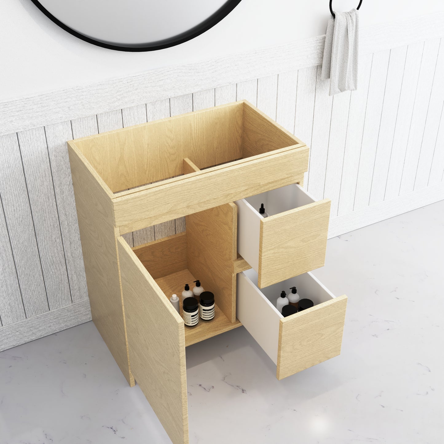 Cinnamon 30" Bathroom Vanity Cabinet Only Right Side Drawers