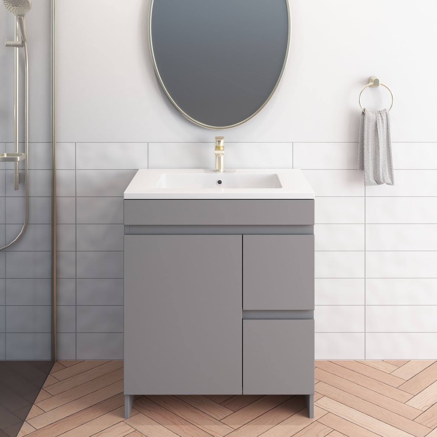 Cinnamon 30" Bathroom Vanity with integrated counter top Right Side Drawers