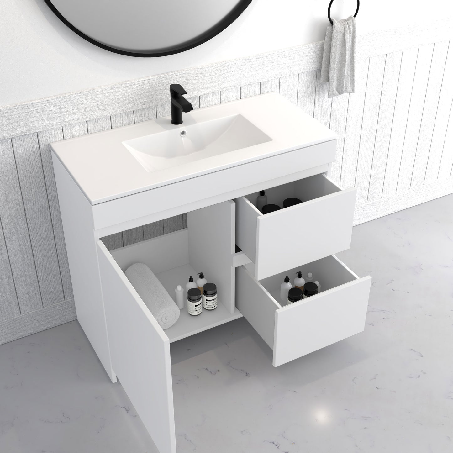 Cinnamon 40" Bathroom Vanity with integrated counter top Right Side Drawers