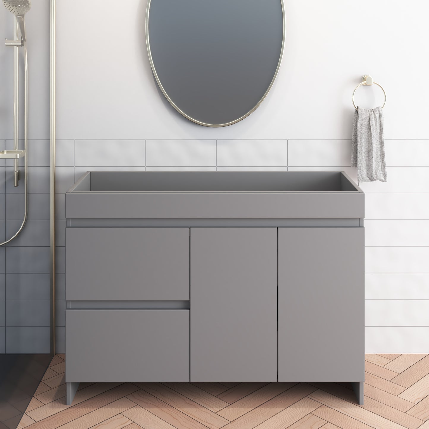 Cinnamon 48" Bathroom Vanity Cabinet Only Left Side Drawers
