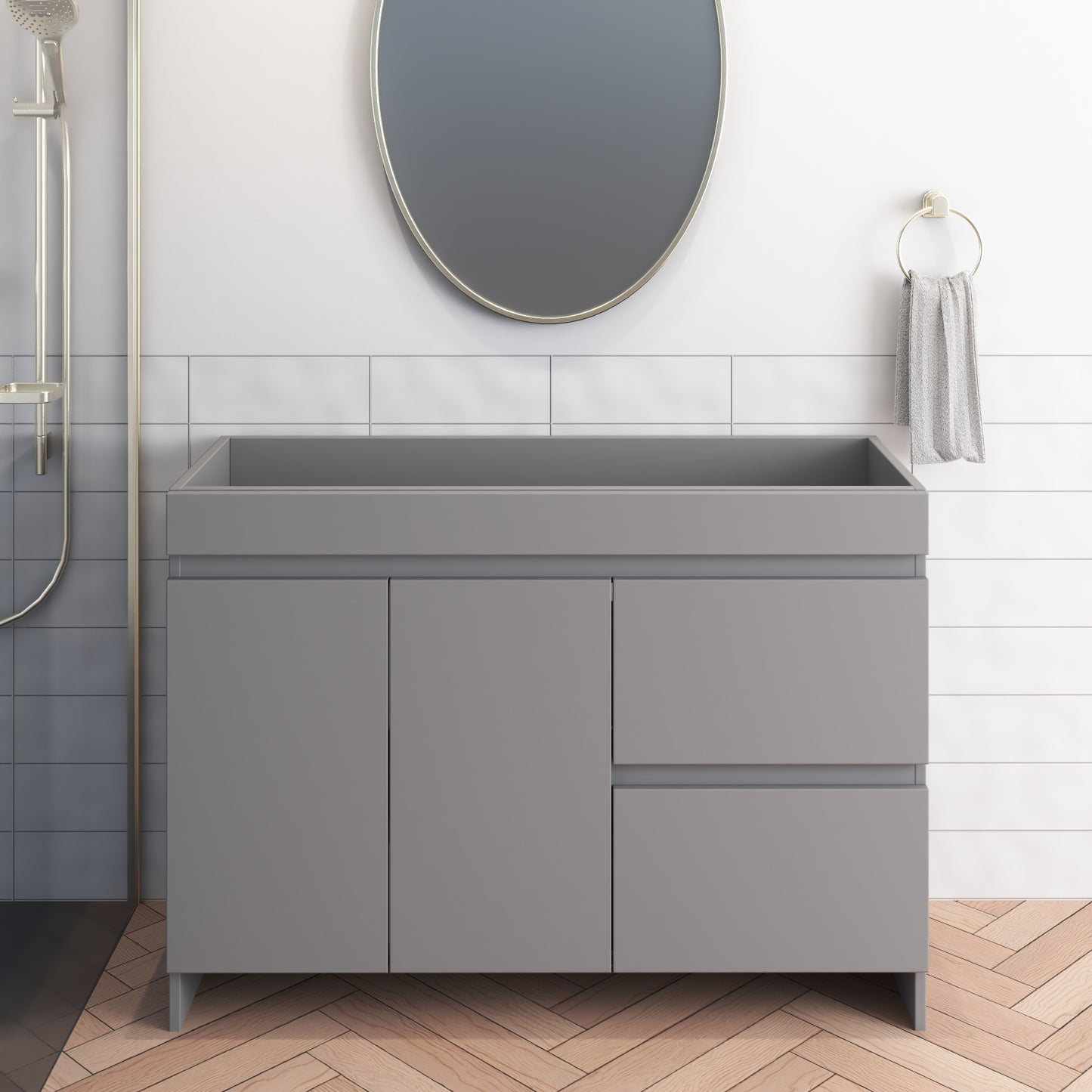 Cinnamon 48" Bathroom Vanity Cabinet Only Right Side Drawers