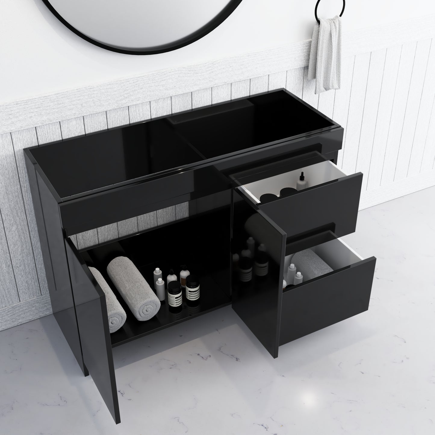 Cinnamon 48" Bathroom Vanity Cabinet Only Right Side Drawers