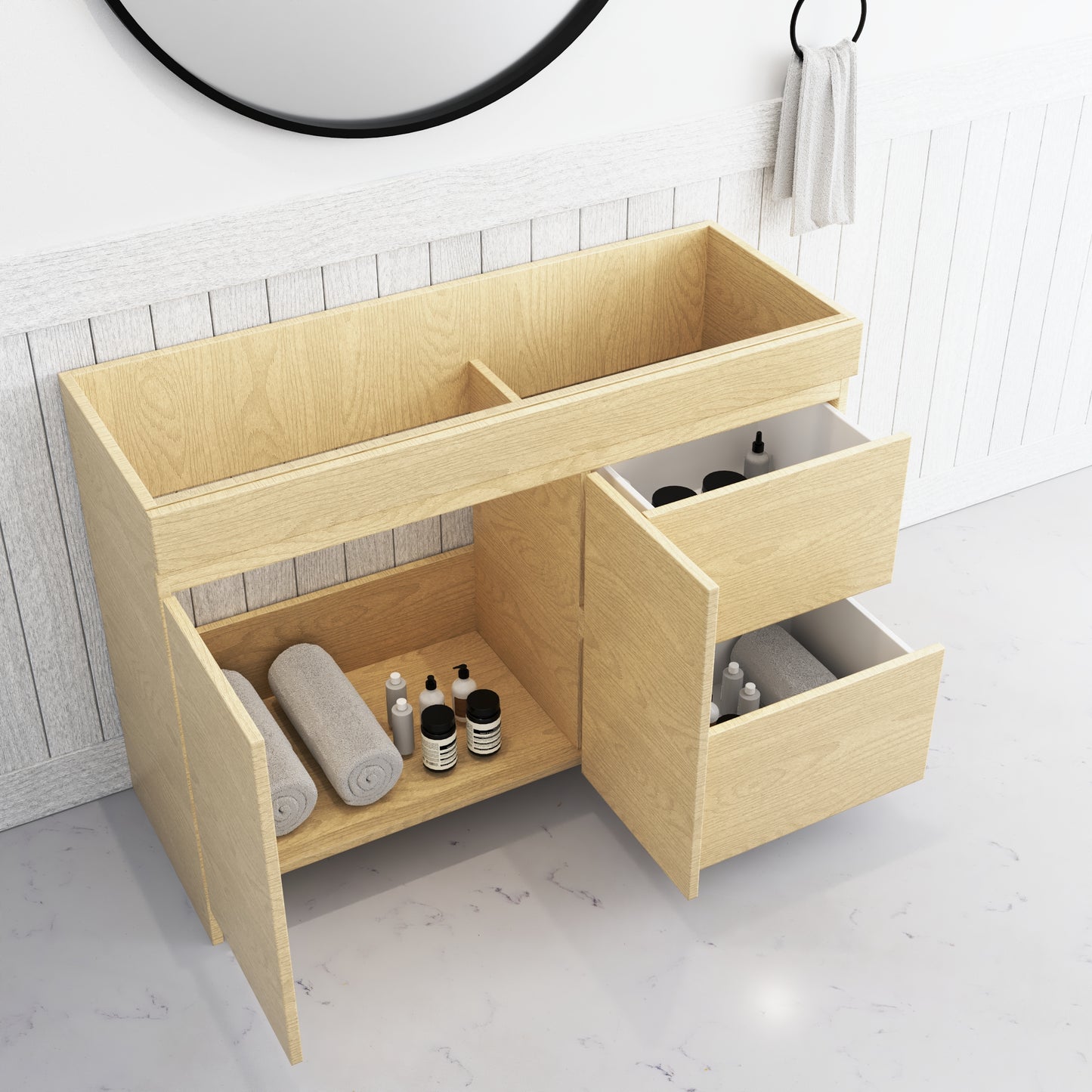 Cinnamon 48" Bathroom Vanity Cabinet Only Right Side Drawers