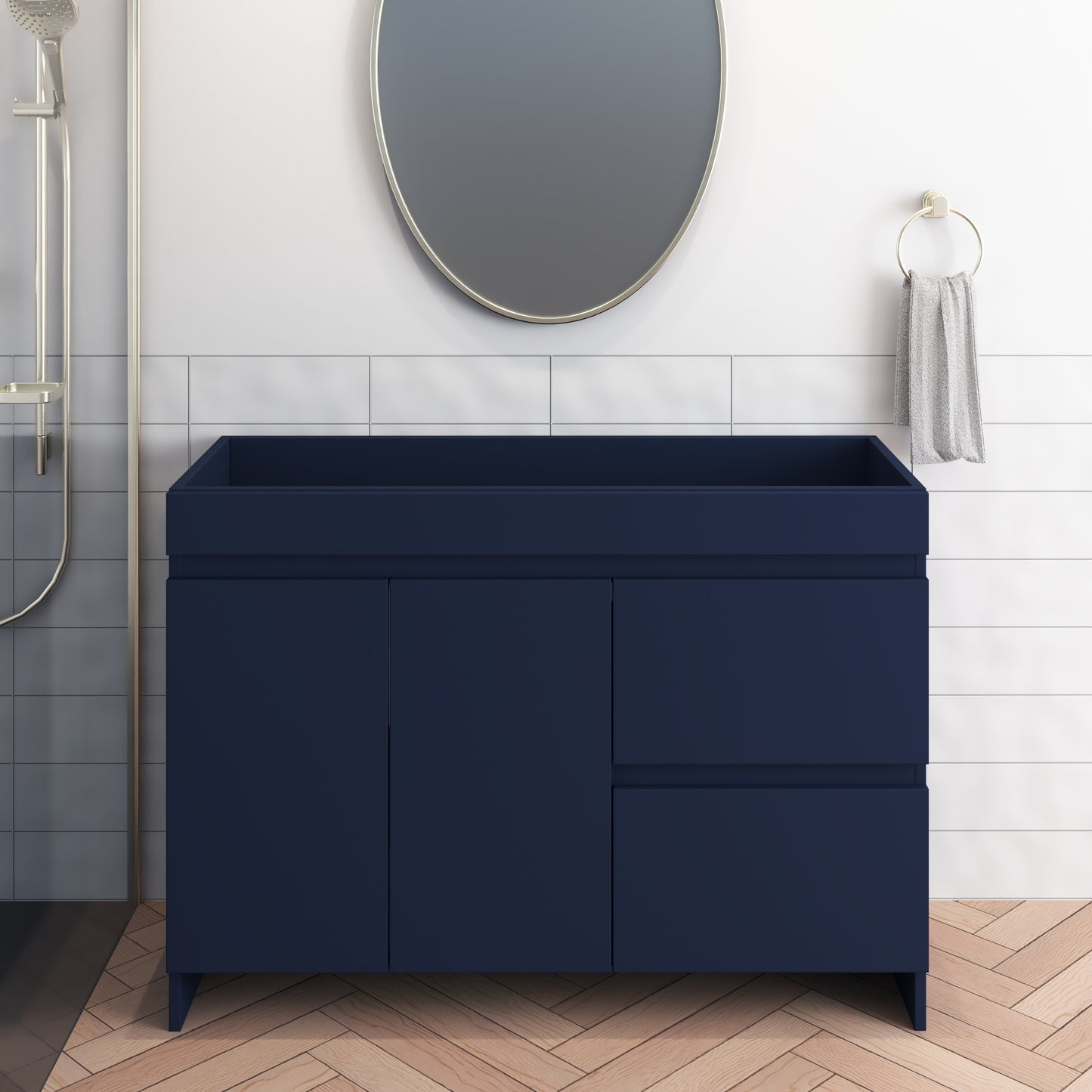 Cinnamon 48" Bathroom Vanity Cabinet Only Right Side Drawers