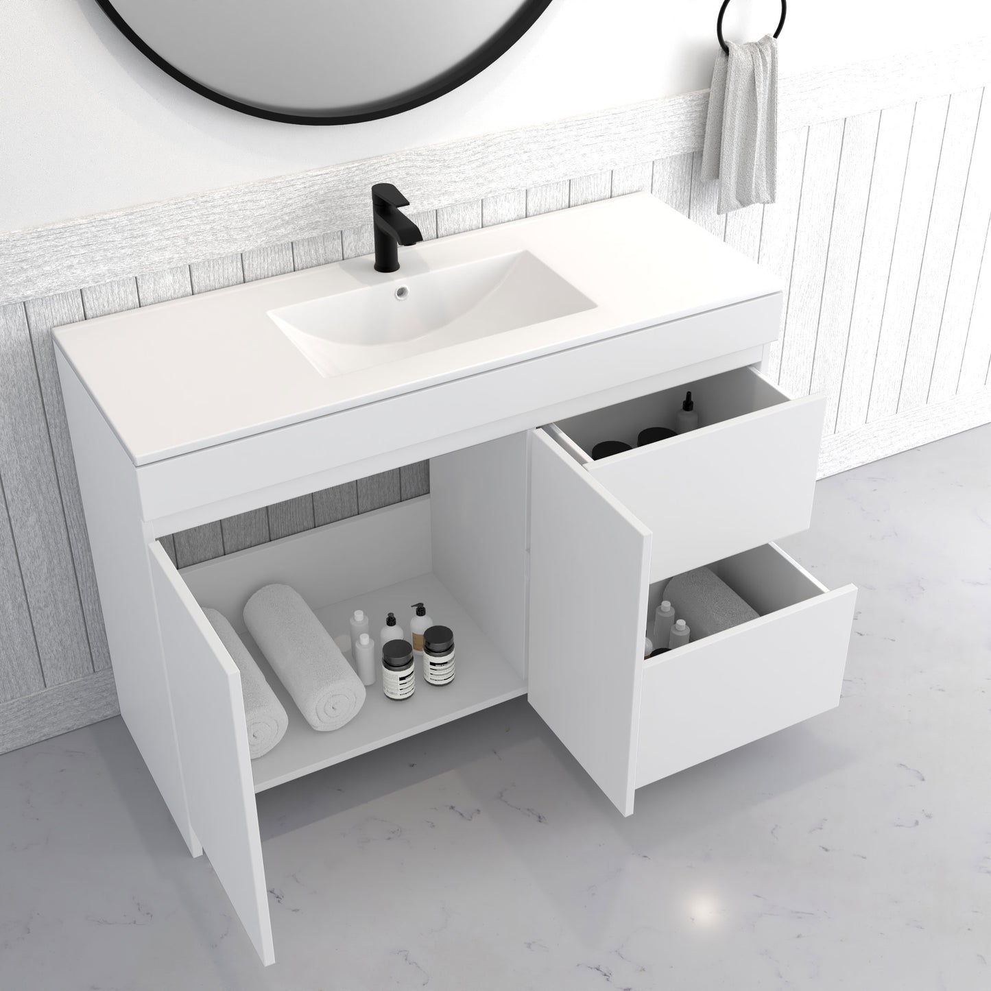 Cinnamon 48" Bathroom Vanity with integrated counter top Right Side Drawers
