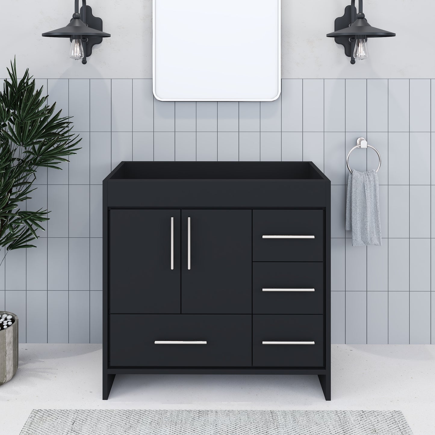 Flow 36" Bathroom Vanity Right Side Drawers Cabinet Only