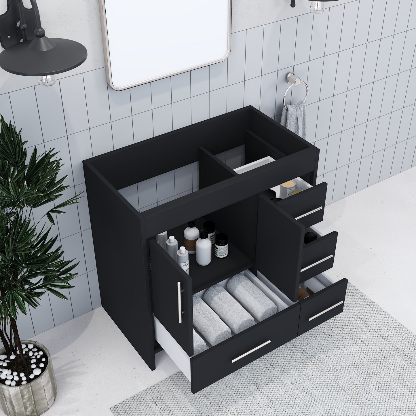Flow 36" Bathroom Vanity Right Side Drawers Cabinet Only