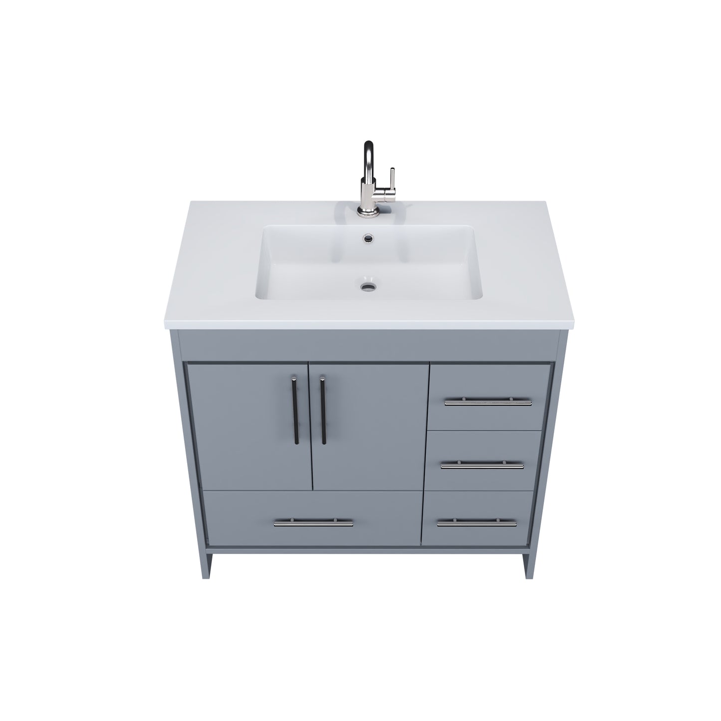 Flow 36" Bathroom Vanity with integrated counter top Right Side Drawers